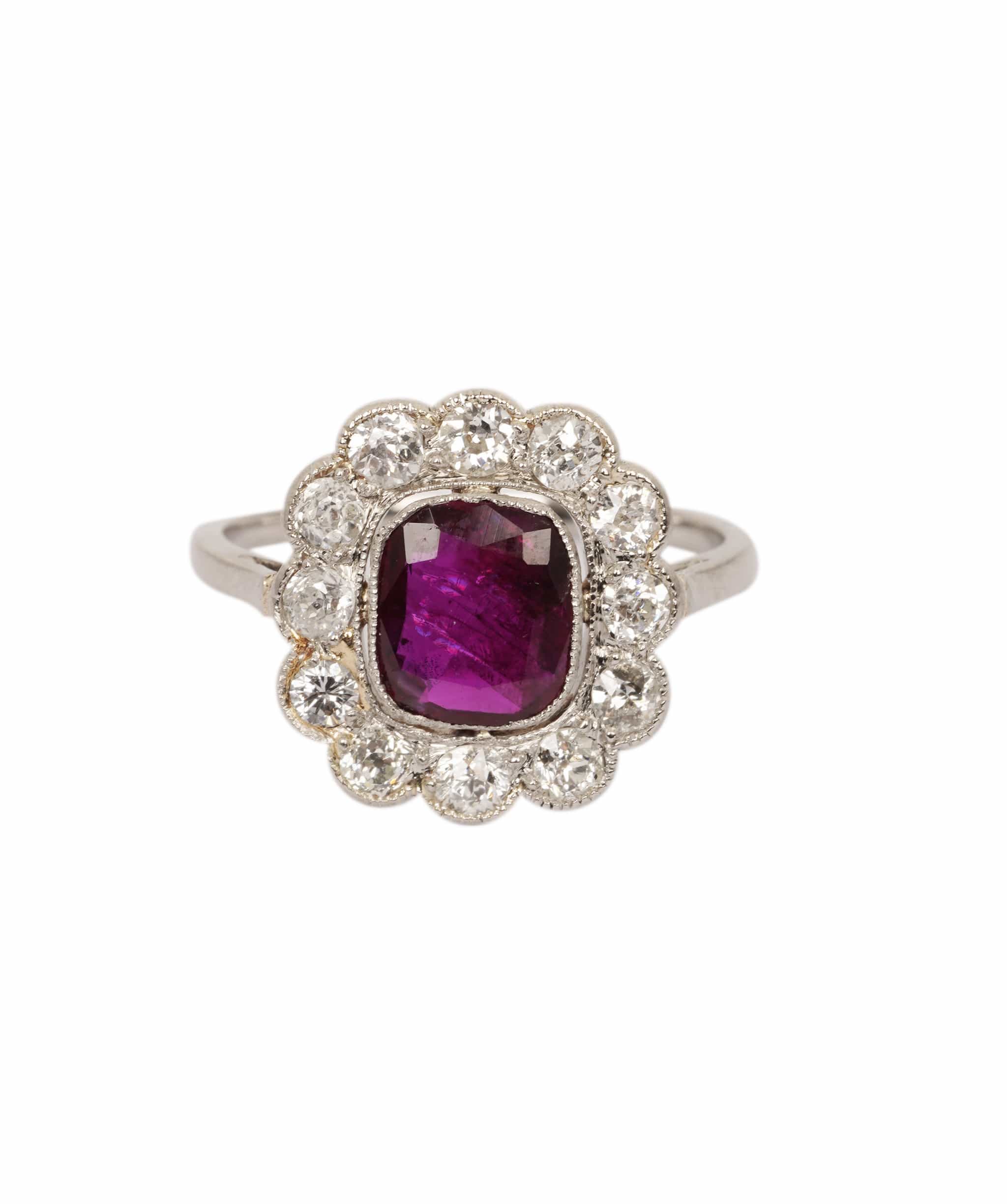 Luxury Promise Burma Ruby and Diamond Cluster Ring WA24306