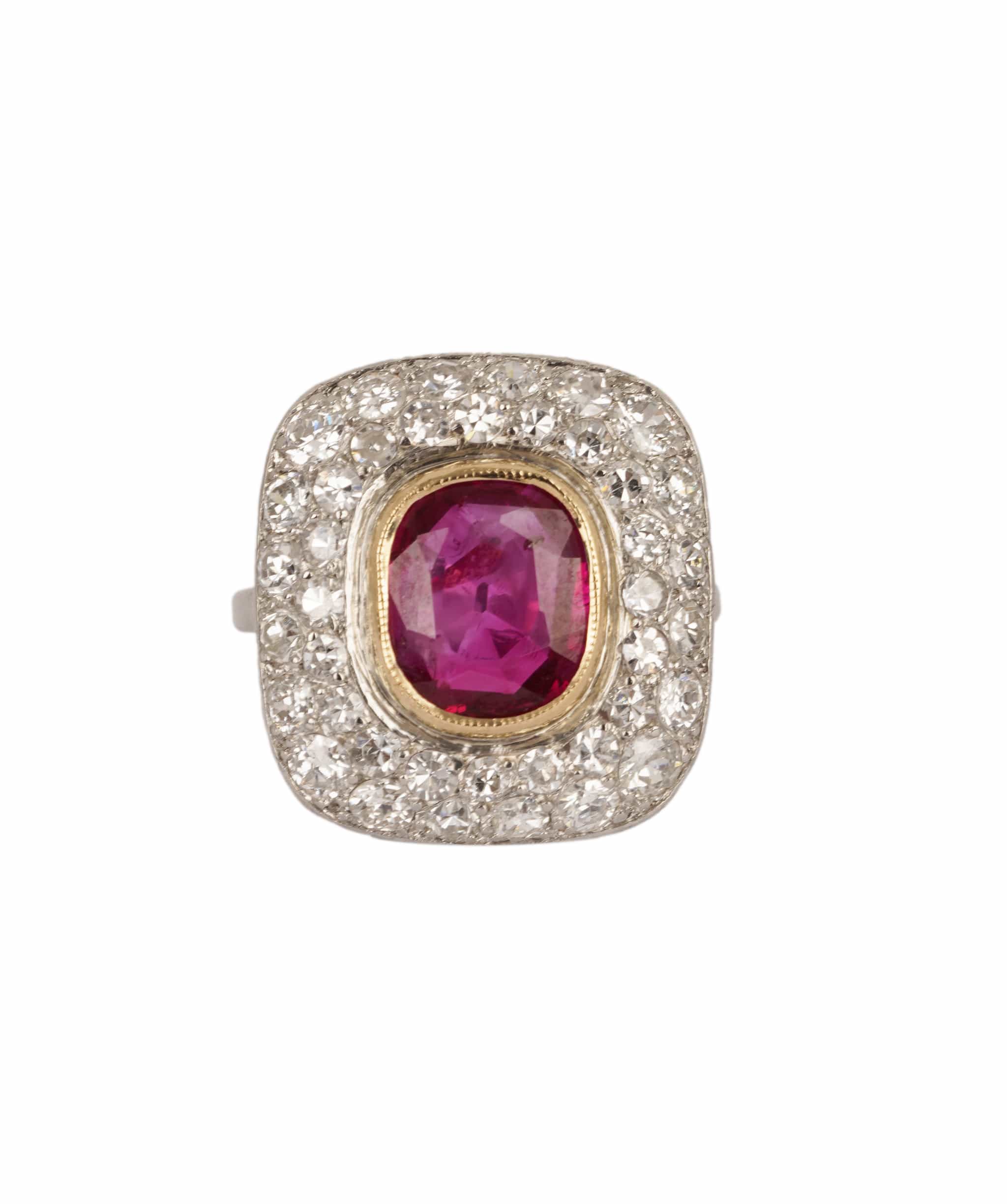 Luxury Promise Burma Ruby and Diamond Cluster Ring WA24511