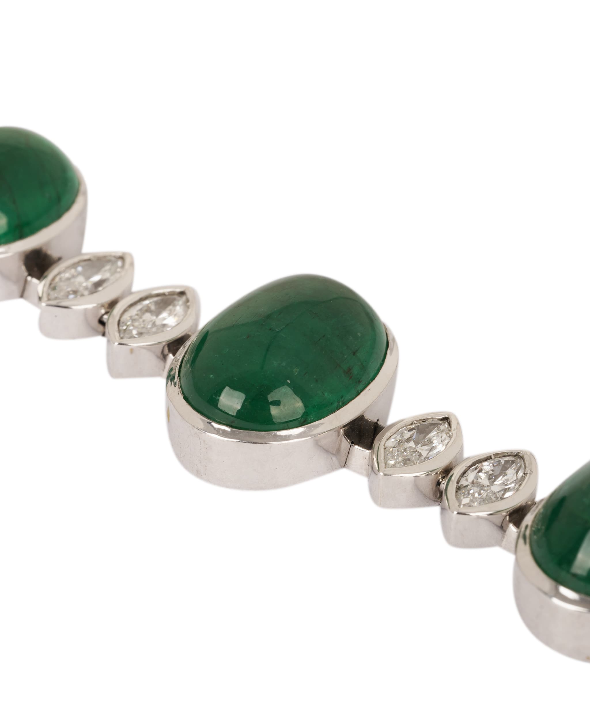 Luxury Promise Cabochon Emerald and Diamond Bracelet WA24965