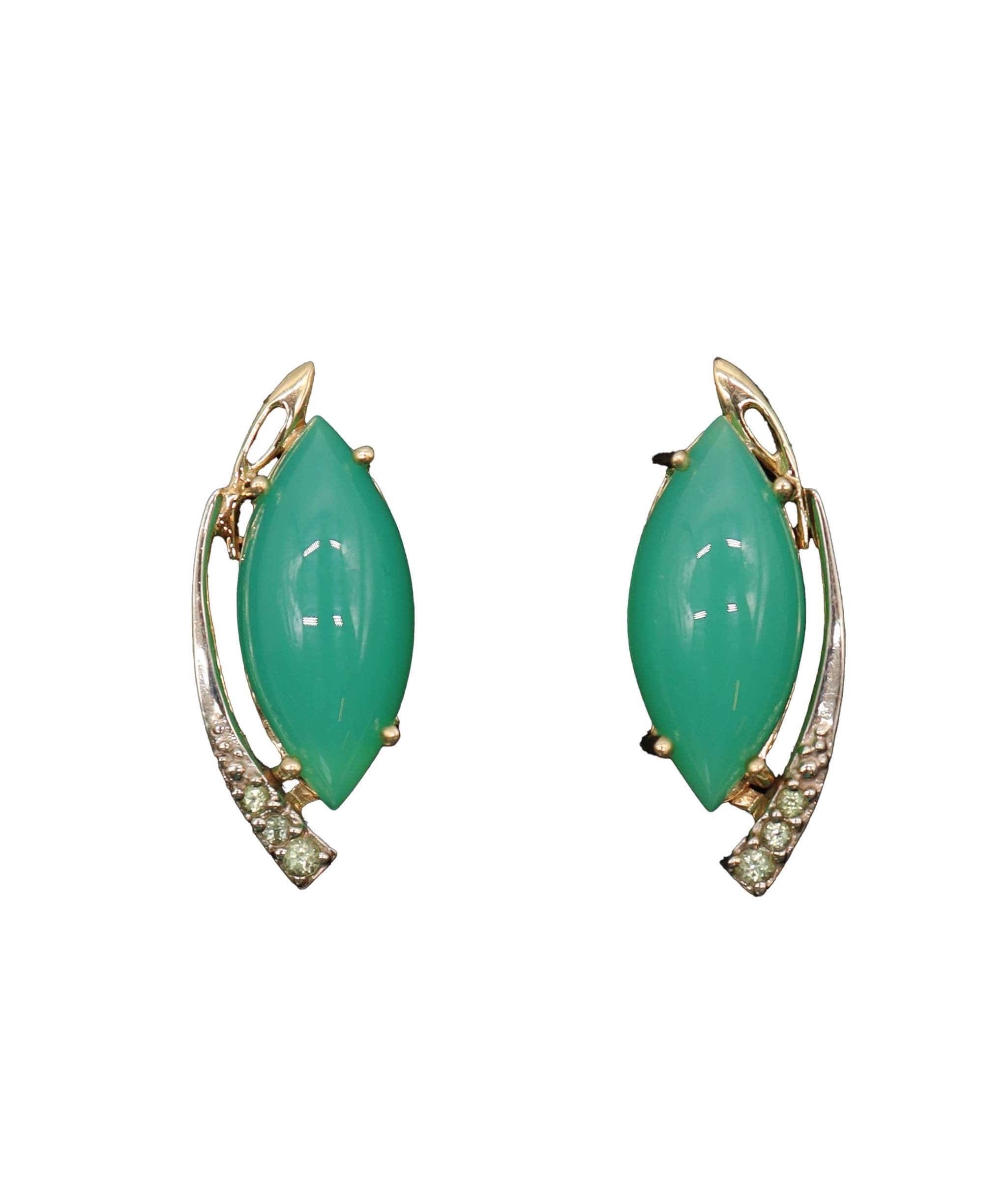 Luxury Promise Chrysoprase Marquise Earrings in 18K Yellow Gold RDC0830