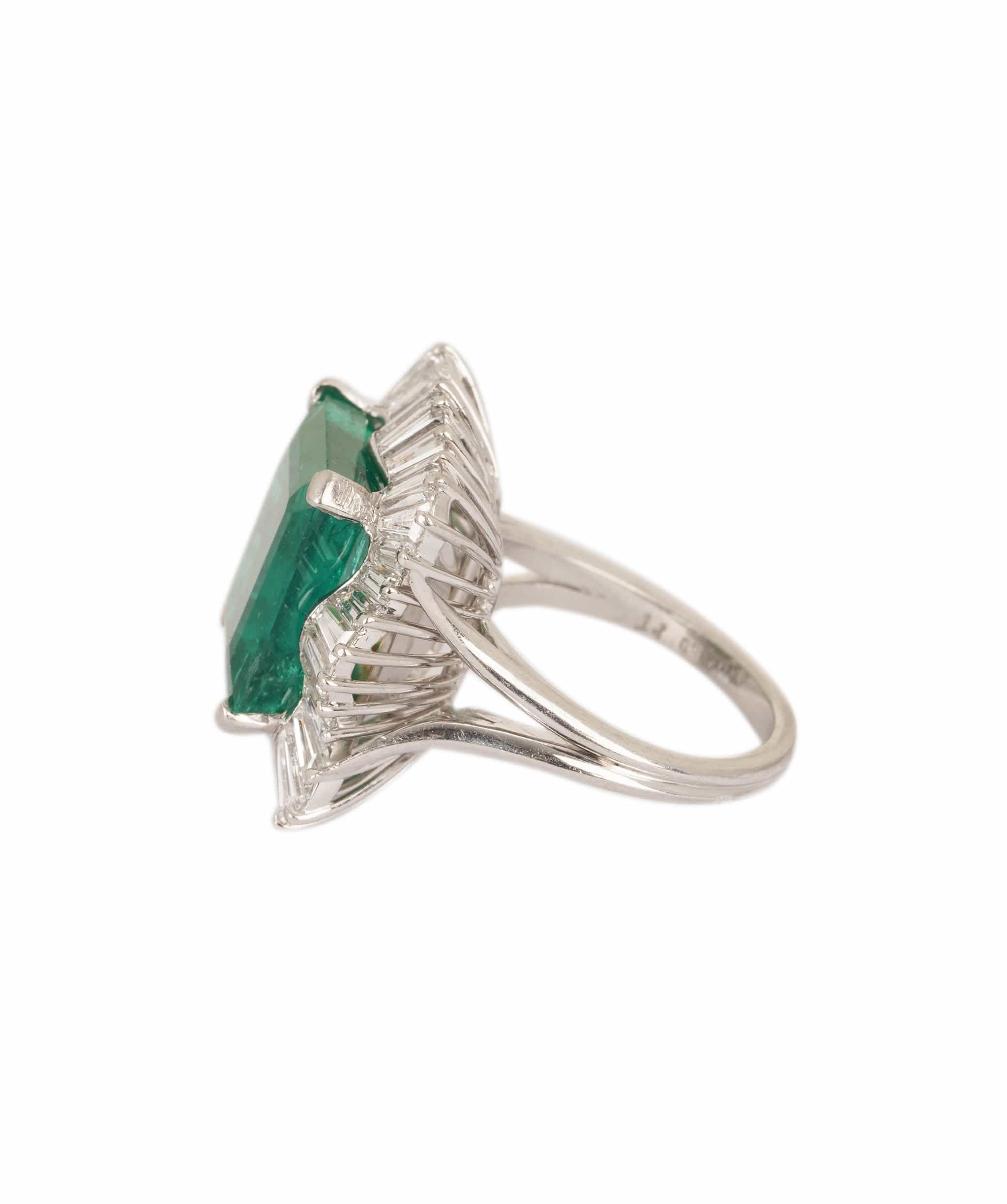 Luxury Promise Colombian Emerald & Baguette Diamond Cluster Ring WA25028
