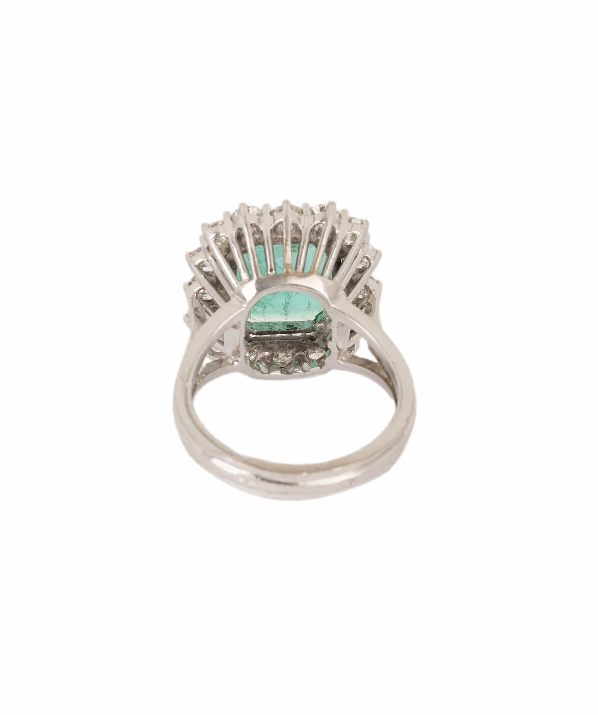 Luxury Promise Colombian Emerald & Diamond Cluster Ring WA24507