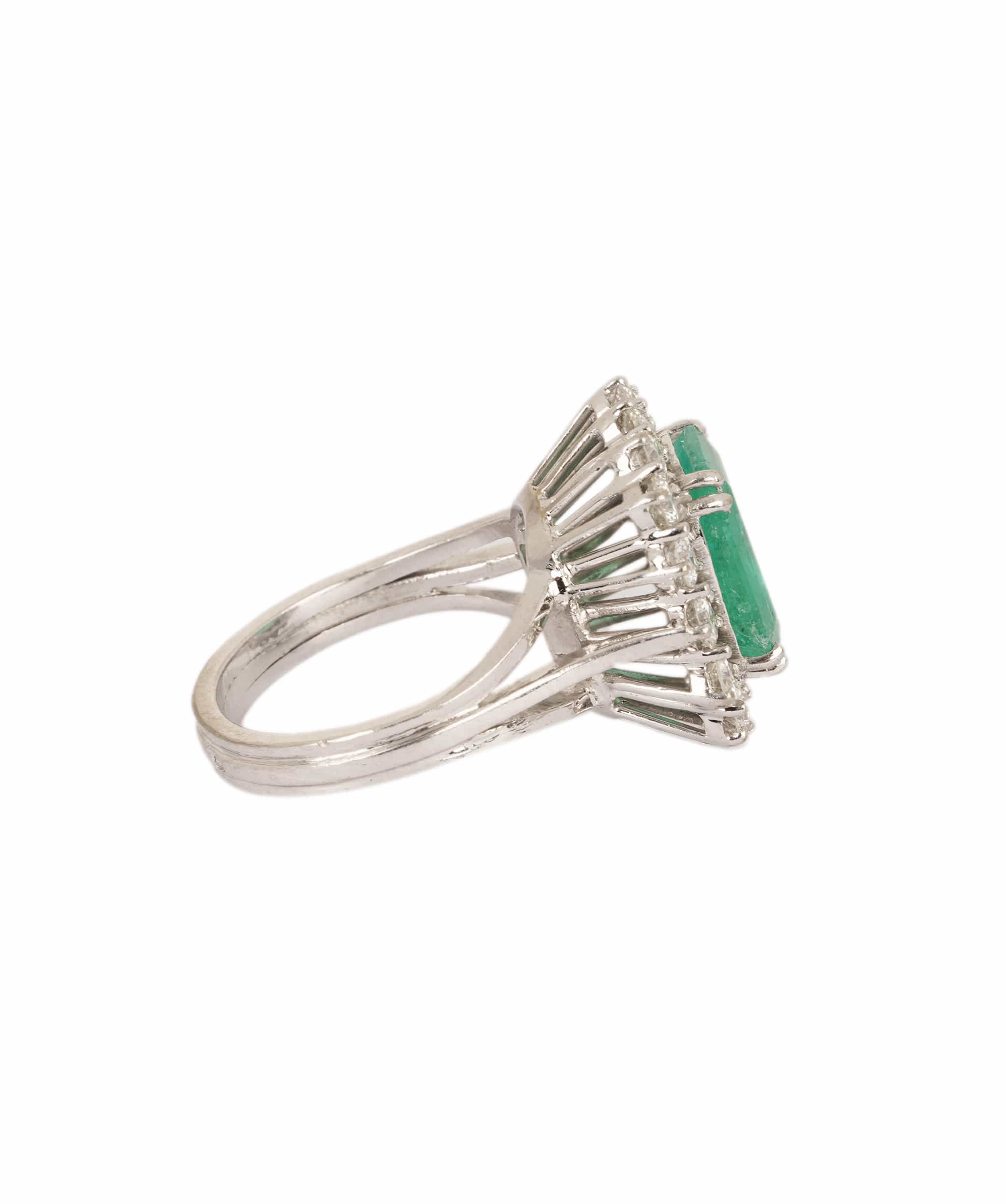 Luxury Promise Colombian Emerald & Diamond Cluster Ring WA24507