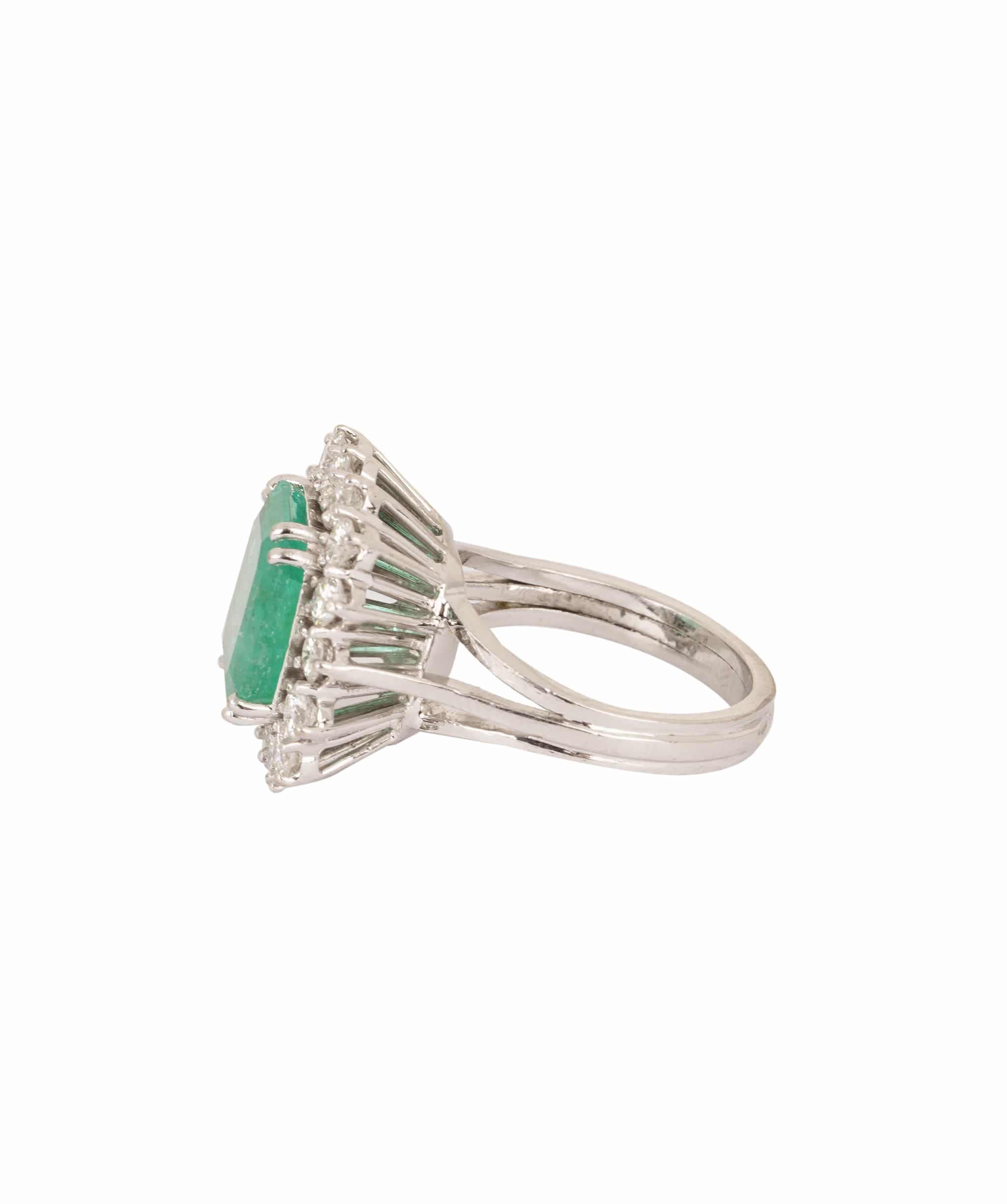 Luxury Promise Colombian Emerald & Diamond Cluster Ring WA24507