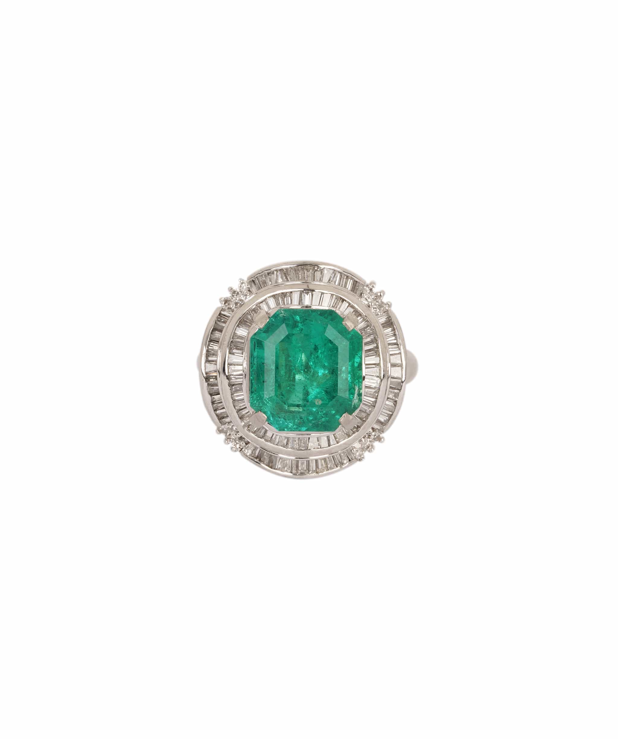 Luxury Promise Colombian Emerald & Diamond Cluster Ring WA25022