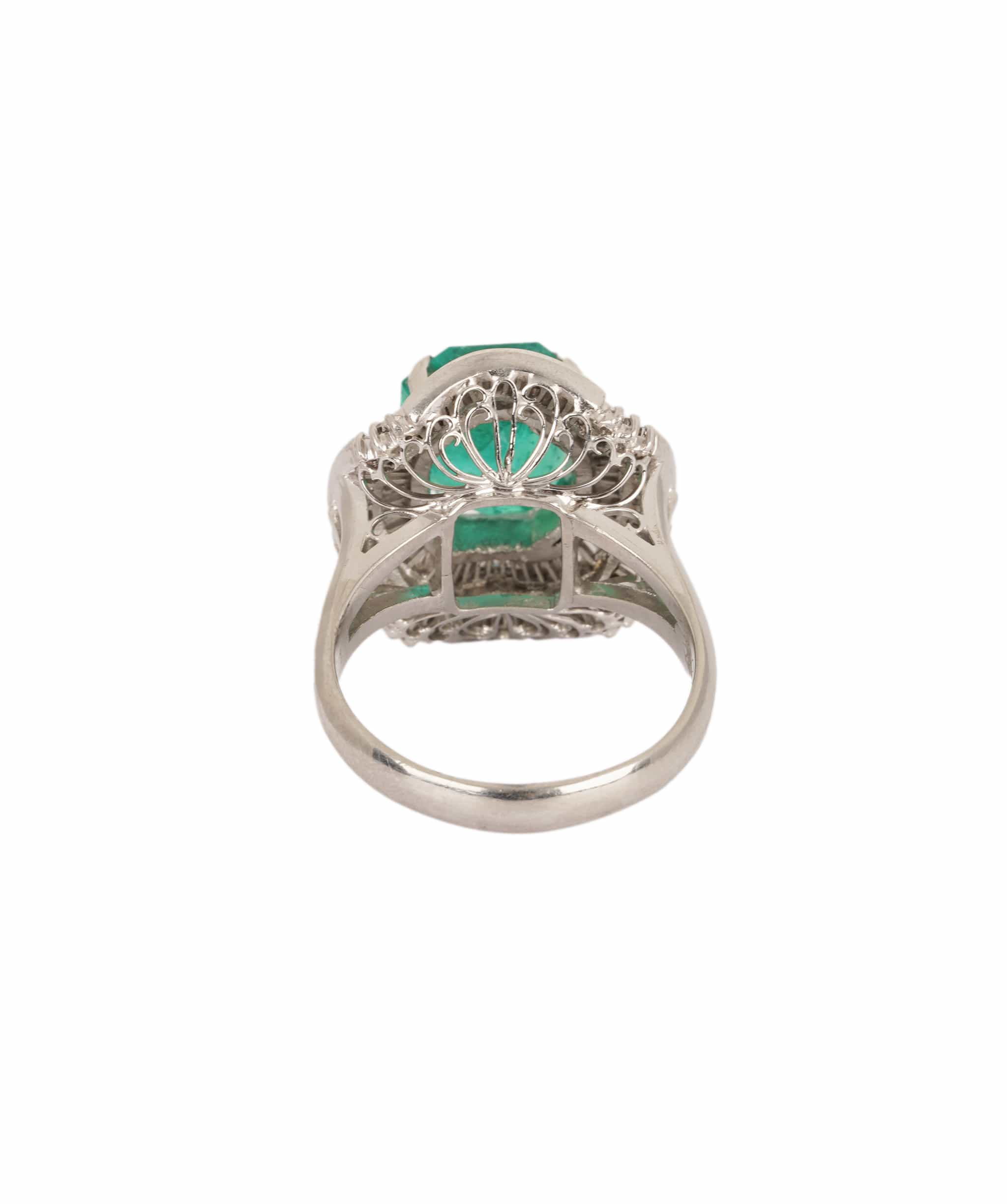 Luxury Promise Colombian Emerald & Diamond Cluster Ring WA25022