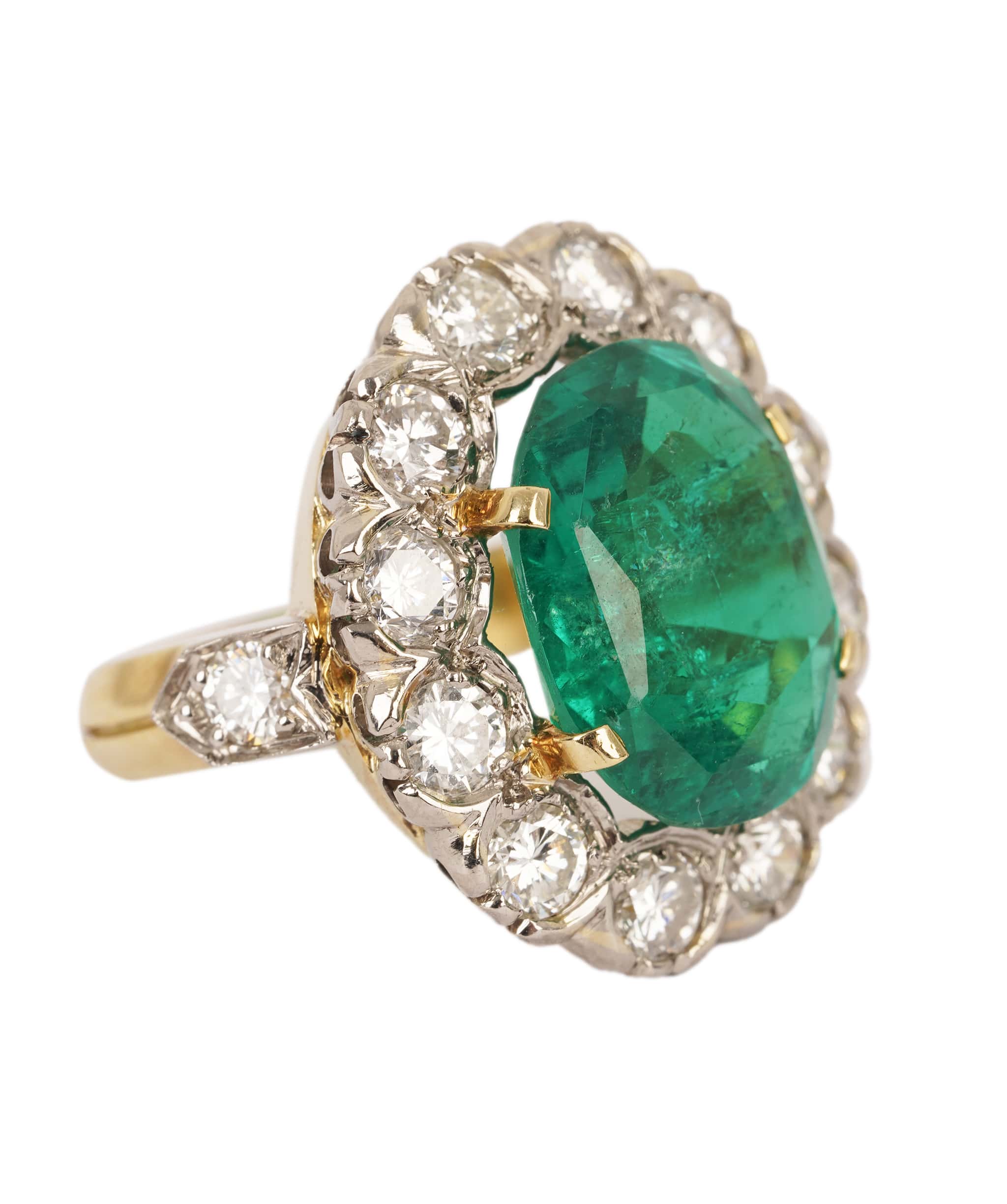 Luxury Promise Colombian Emerald & Diamond Cluster Ring WA25027