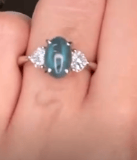 Luxury Promise Color Change Alexandrite Cabochon Ring in PT900/ ALEX2.862ct, D0.47ct CX8310 JJC0311
