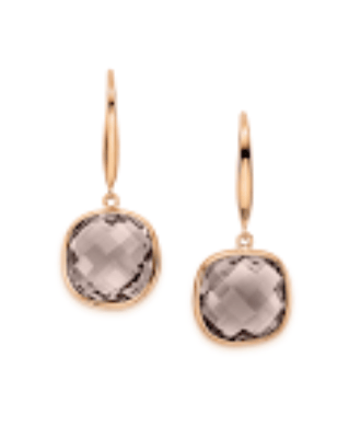 Luxury Promise Colour Drops ear pin 18K Rose gold (4N) + smoky quartz (Z) ALTC0719