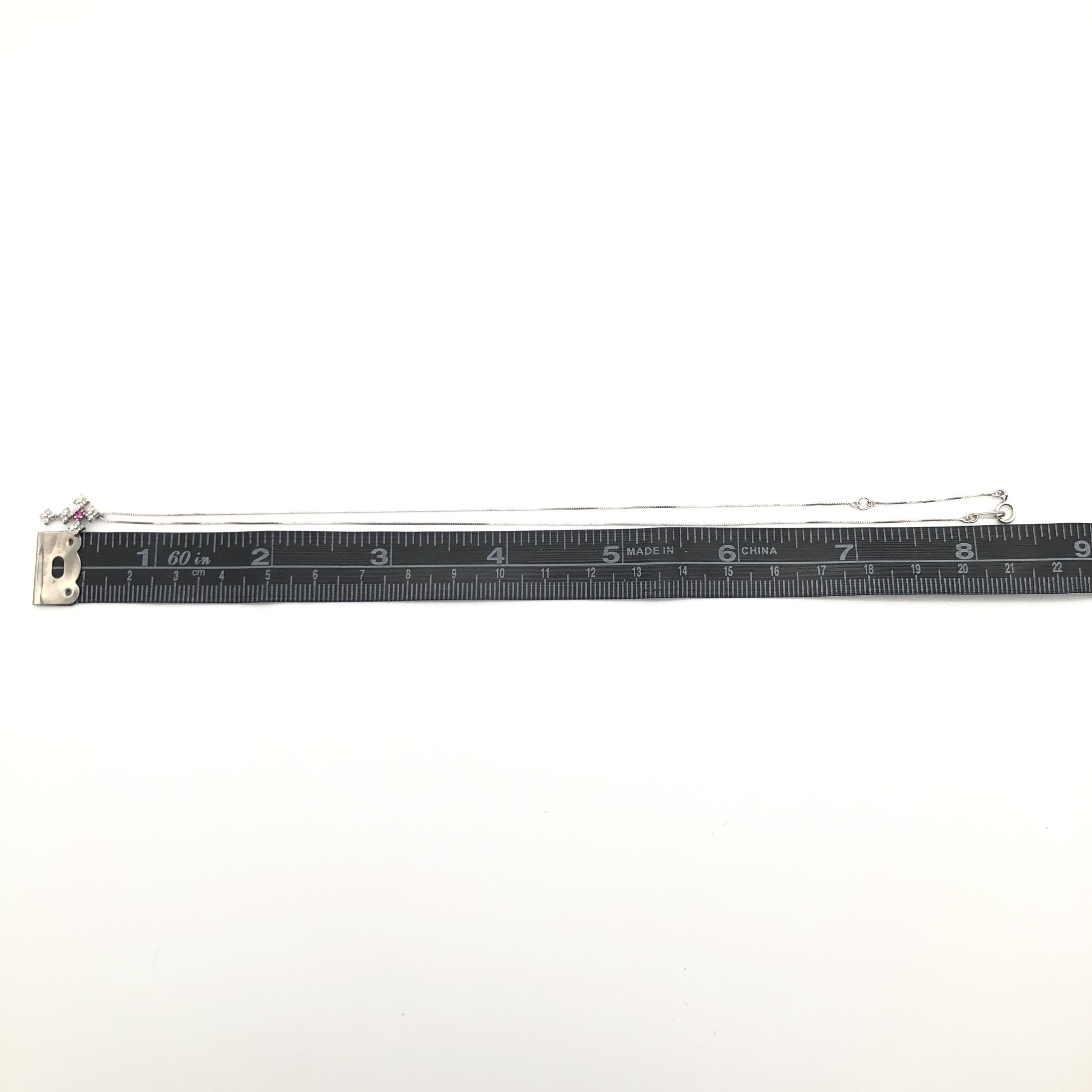 Luxury Promise Cross Motif Diamond & Ruby Necklace, D(0.15ct), R(0.02ct), K14WG, 1.1g, 16inch ALC3339