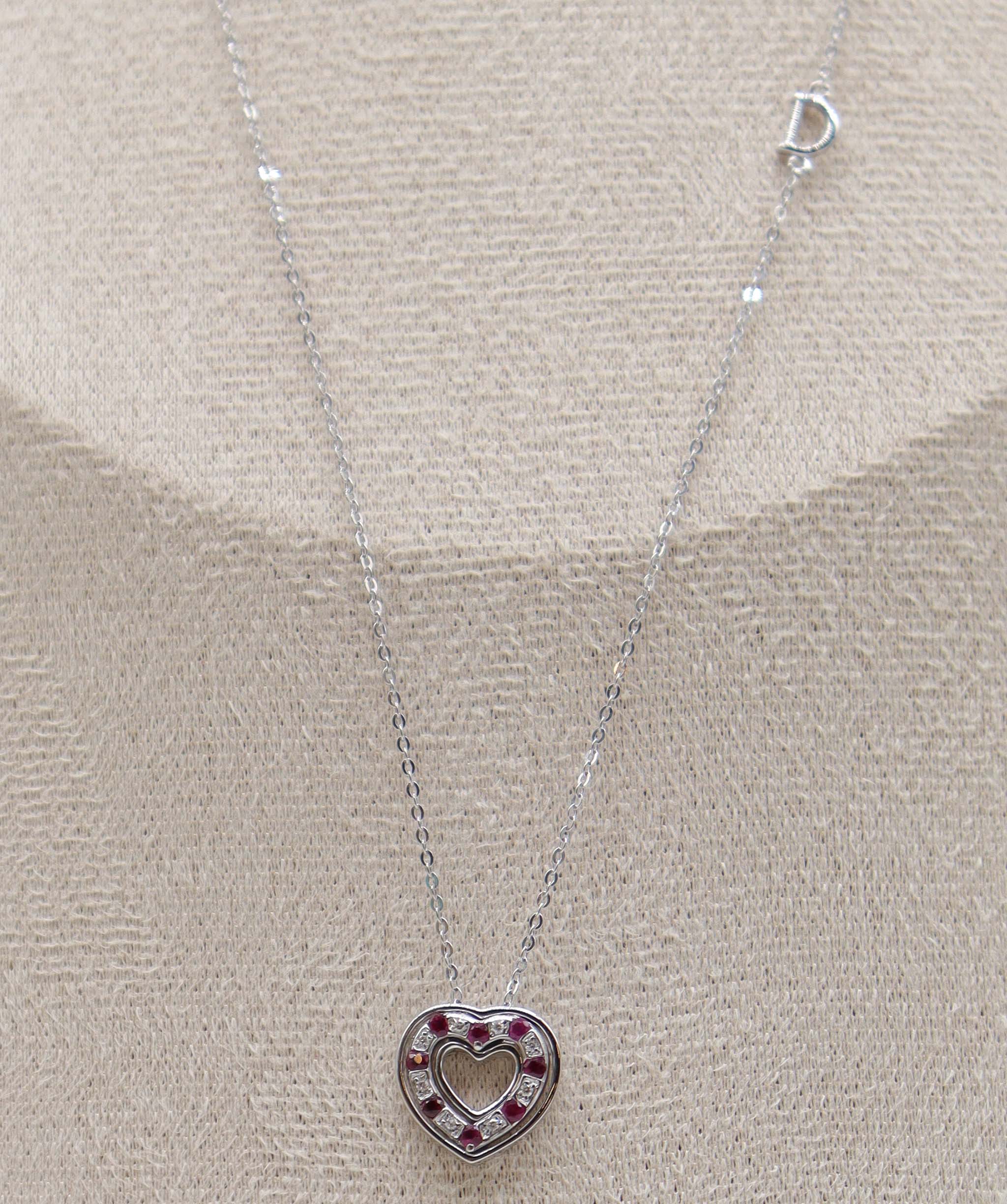 Luxury Promise DAMIANI Belle Epoque Ruby Diamond Heart Necklace 50cm K18 WG White Gold 750 Necklace Damiani DXBS4039
