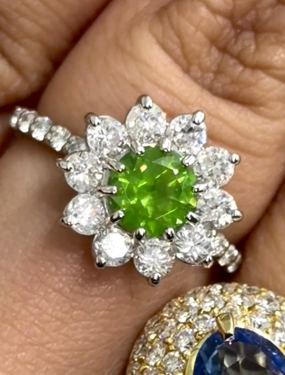 Luxury Promise Demantoid Ring in PT950 / 4.1g, DG1.04ct, D1.02ct / Size 5.75US  JJC0448