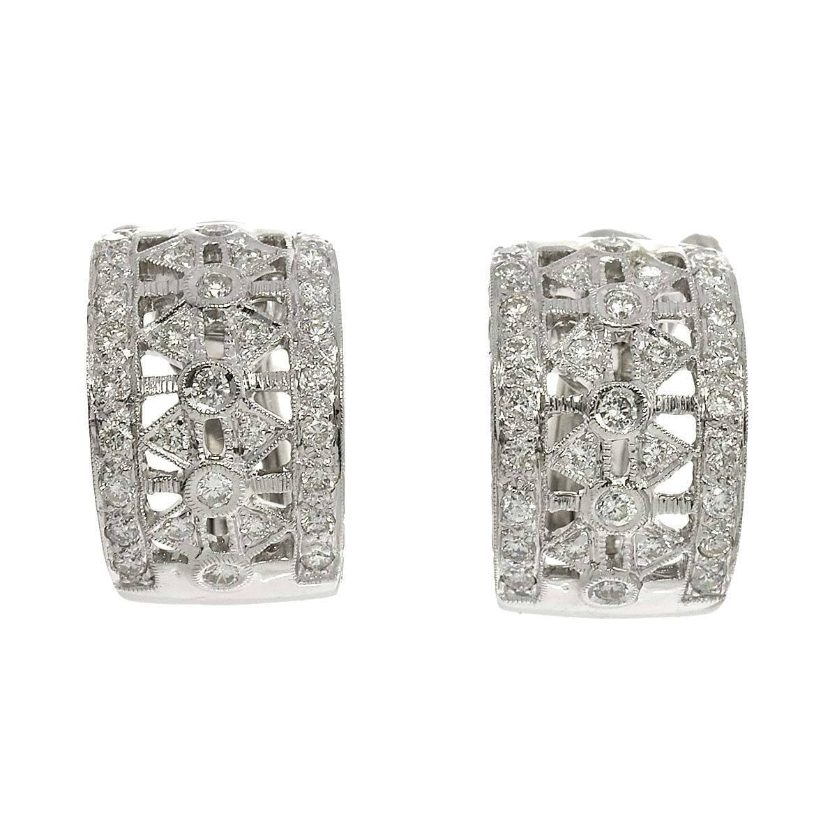 Luxury Promise Diamond 0.65ct Earrings Clip-on Pierced 18K K18 WG 750 90217882