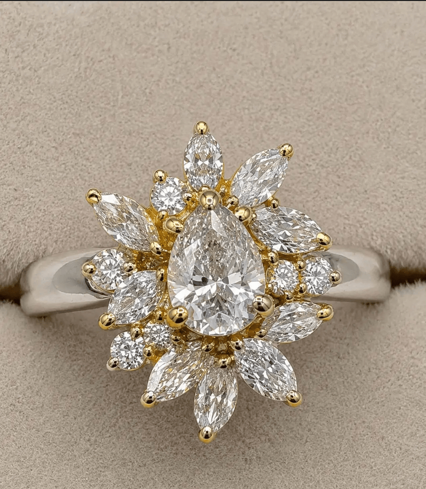 Luxury Promise Diamond Cluster Ring in Pt850/18K / D 0.43ct / 0.91ct 7685 JJC0809
