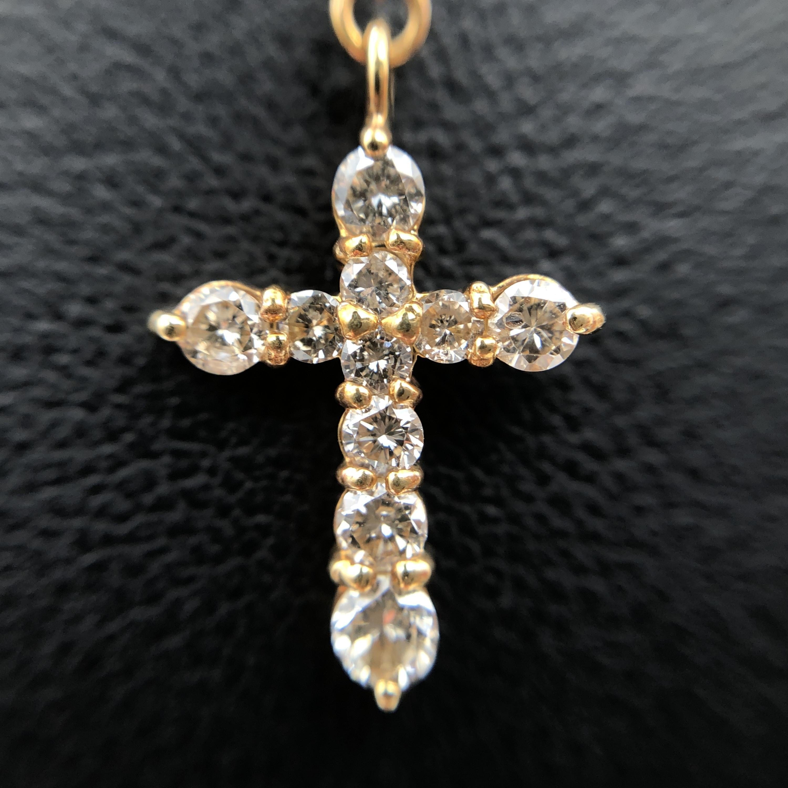 Luxury Promise Diamond Cross Necklace, D(0.30ct), K18PG, 1.8g, 16inch ALC3317