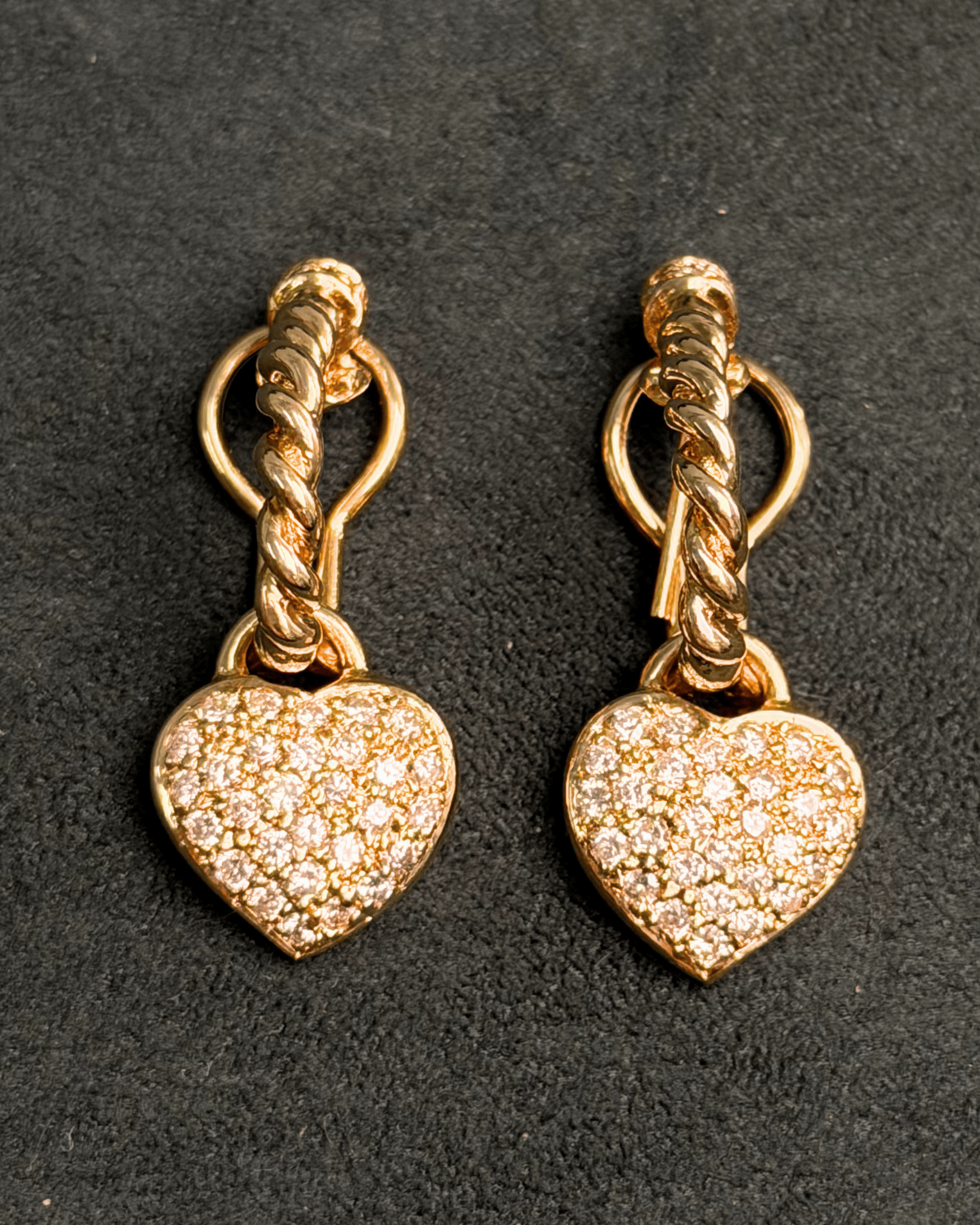 Luxury Promise Diamond Heart Rope J-Hoop Earrings in 18K, D 1.11ct 053640 JJC0209