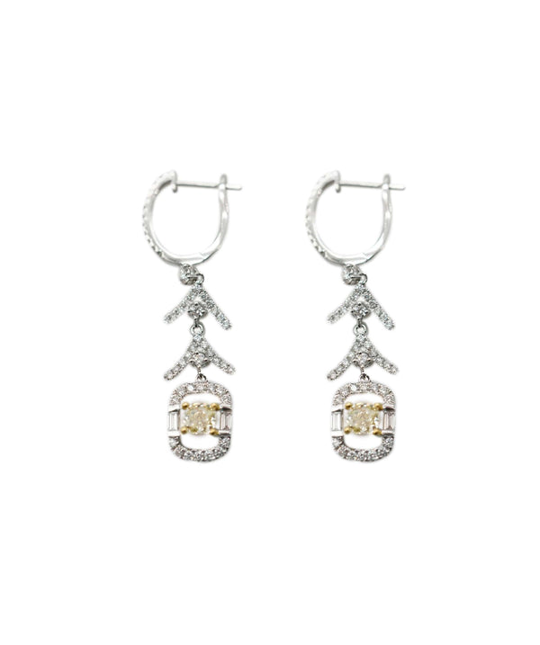 Luxury Promise Diamond & Yellow diamond (1.44cts total) white gold pendent earrings AHC1757