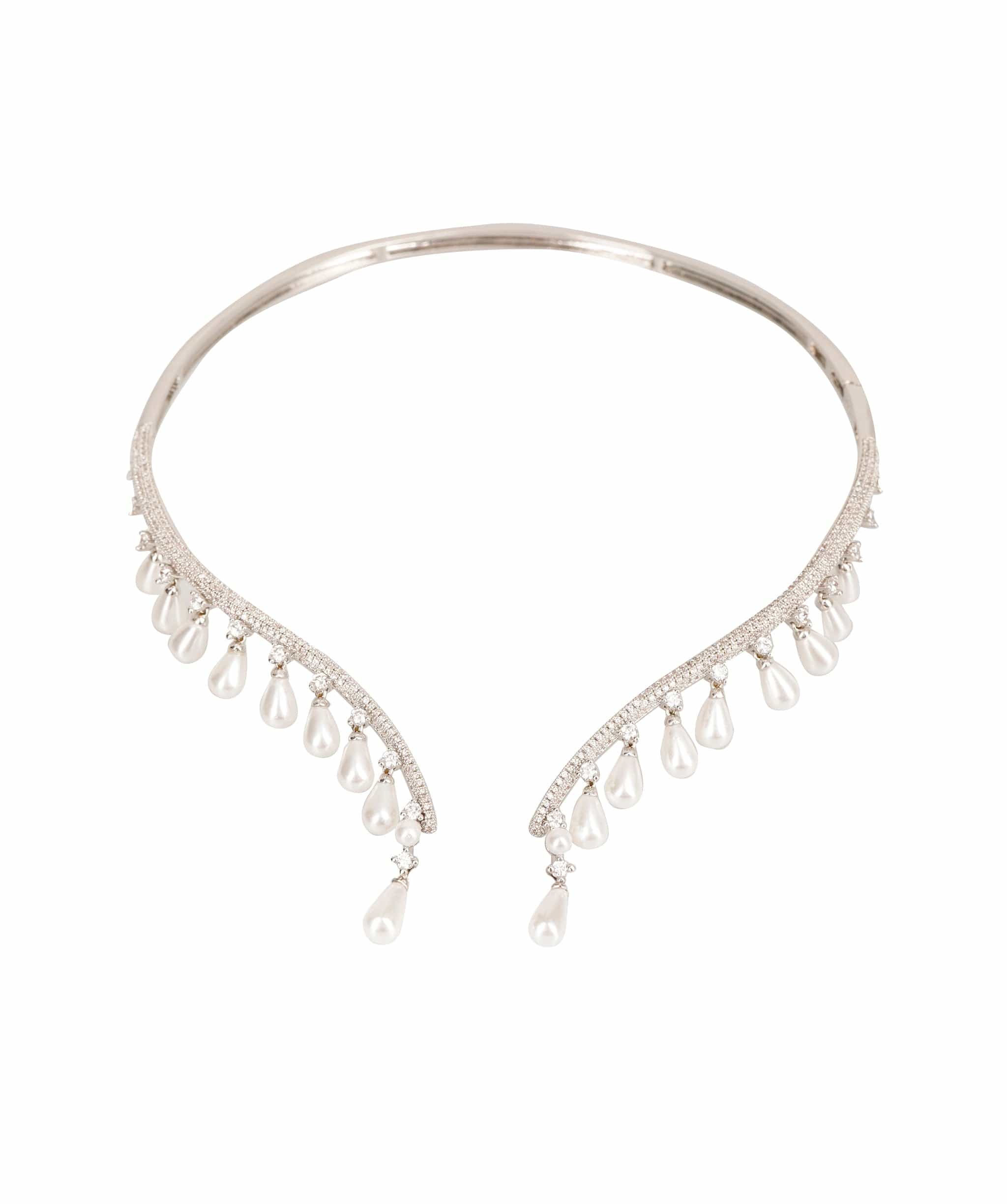 Luxury Promise Diamonte and Pearl Choker Necklace  ALL1155