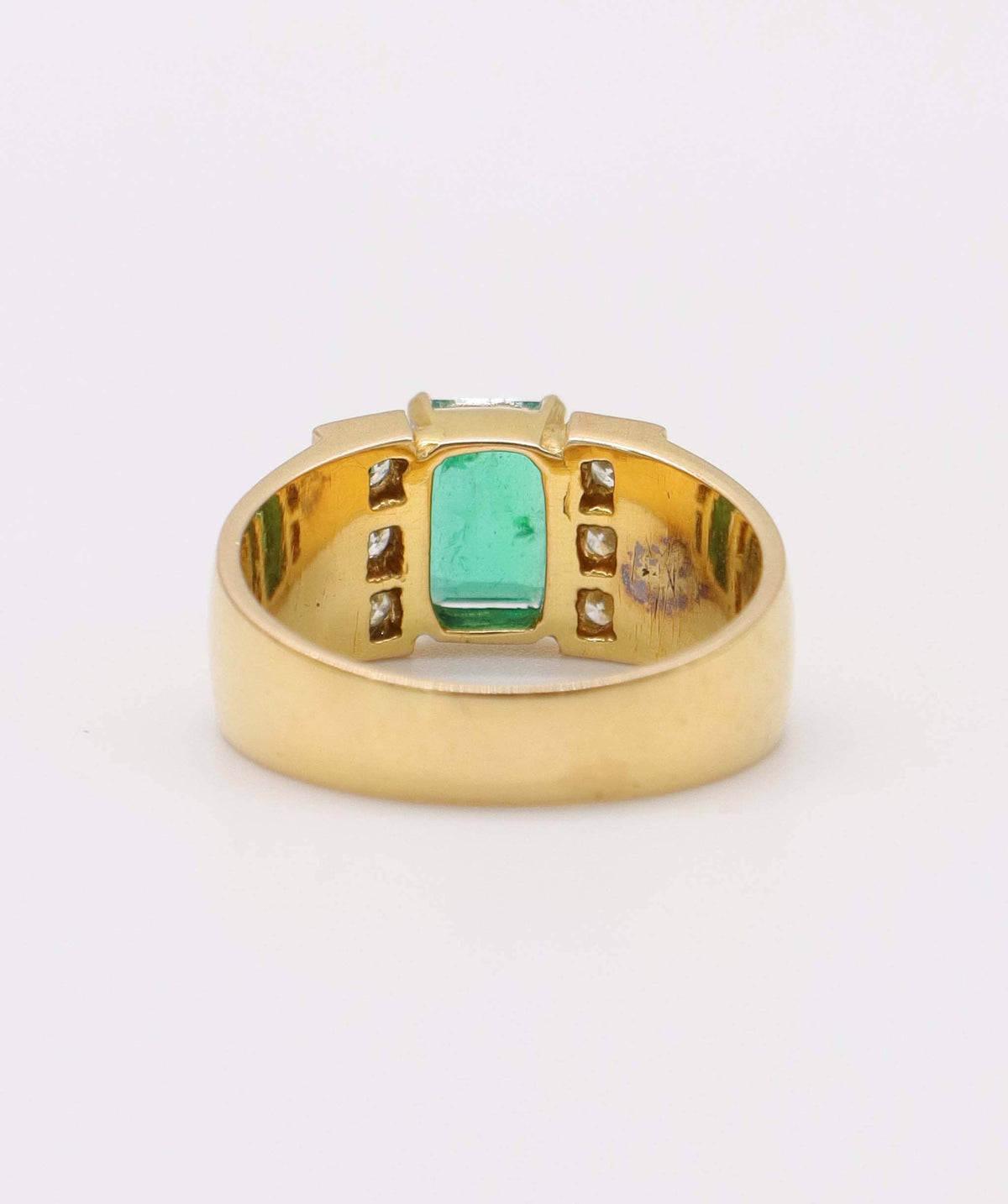 Luxury Promise Emerald and Diamond Box/poison Ring in 14k AVNC007