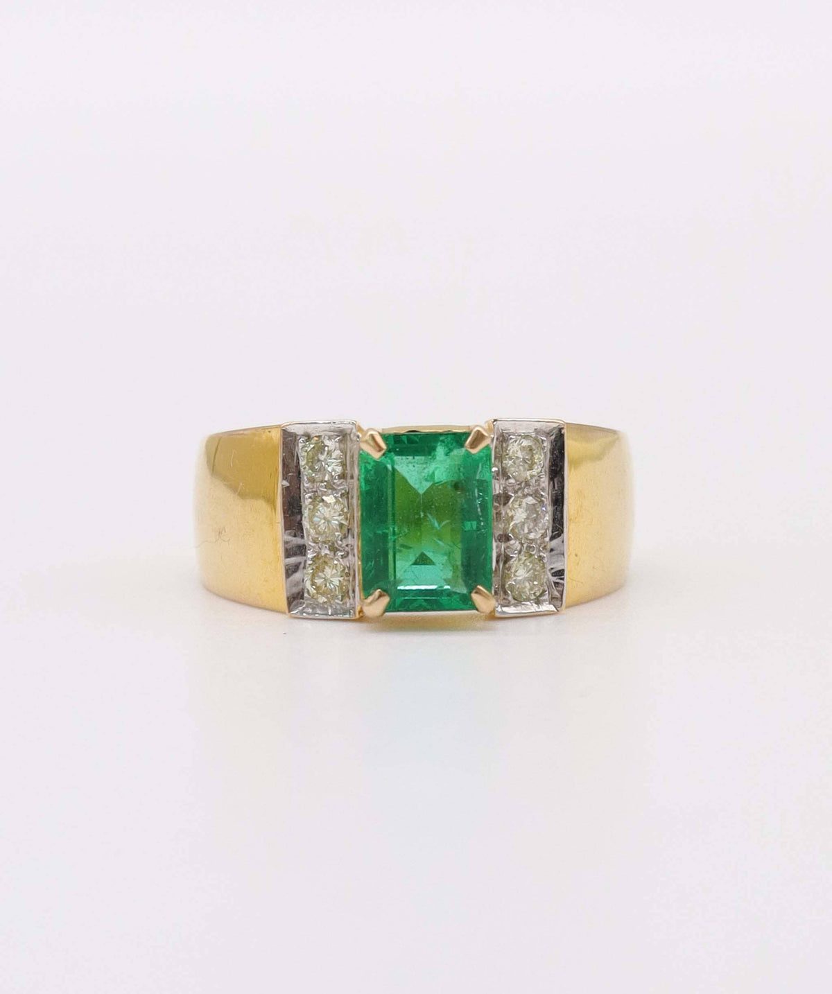Luxury Promise Emerald and Diamond Box/poison Ring in 14k AVNC007