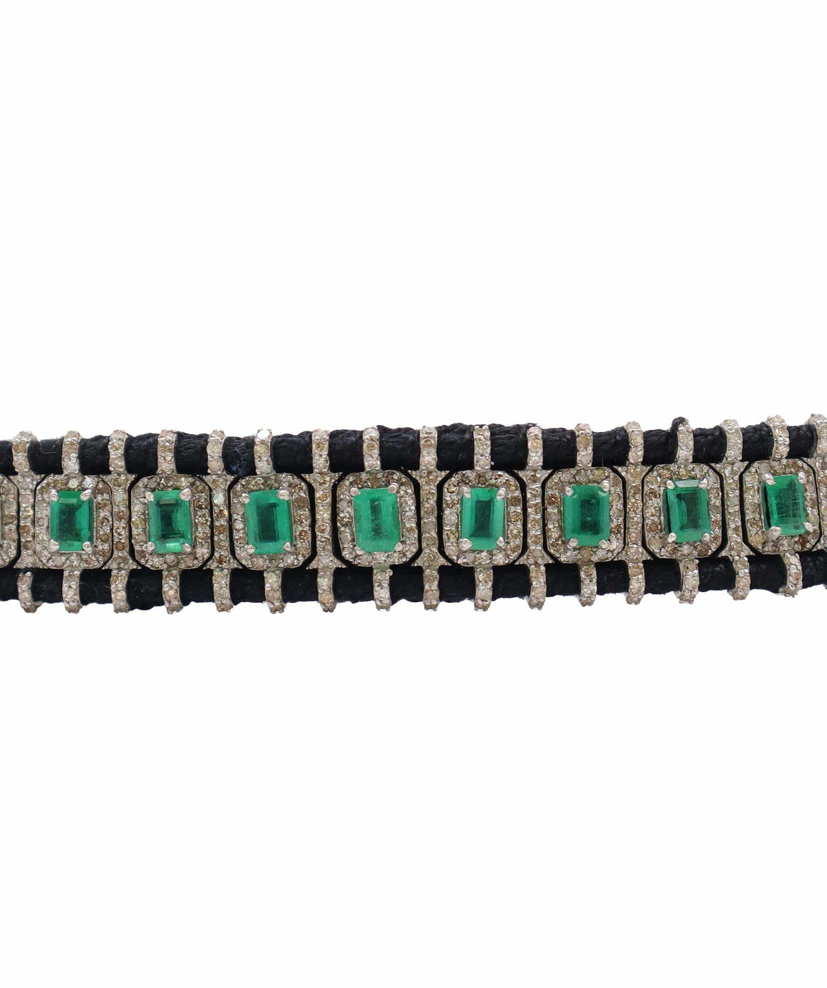 Luxury Promise Emerald & Diamond Black Thread Friendship Bracelet DXBCD2248