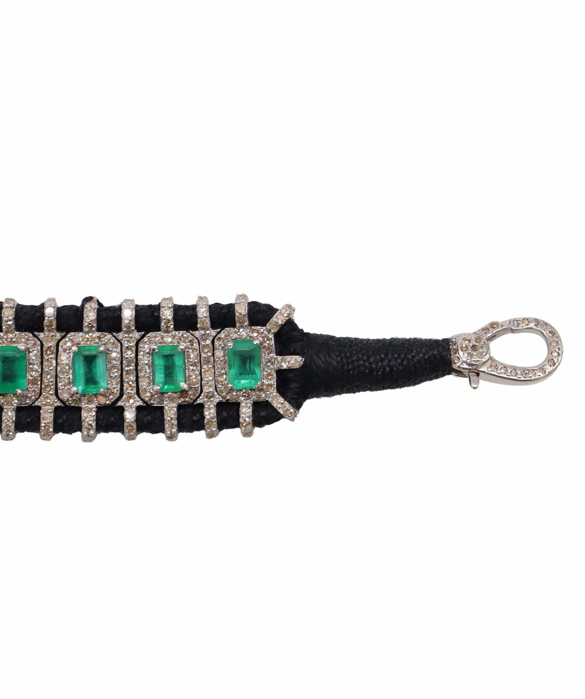 Luxury Promise Emerald & Diamond Black Thread Friendship Bracelet DXBCD2248