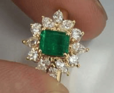 Luxury Promise Emerald Halo Ring with Diamonds in 18K / 5g, E0.80ct, D0.80ct 053394 JJC0246