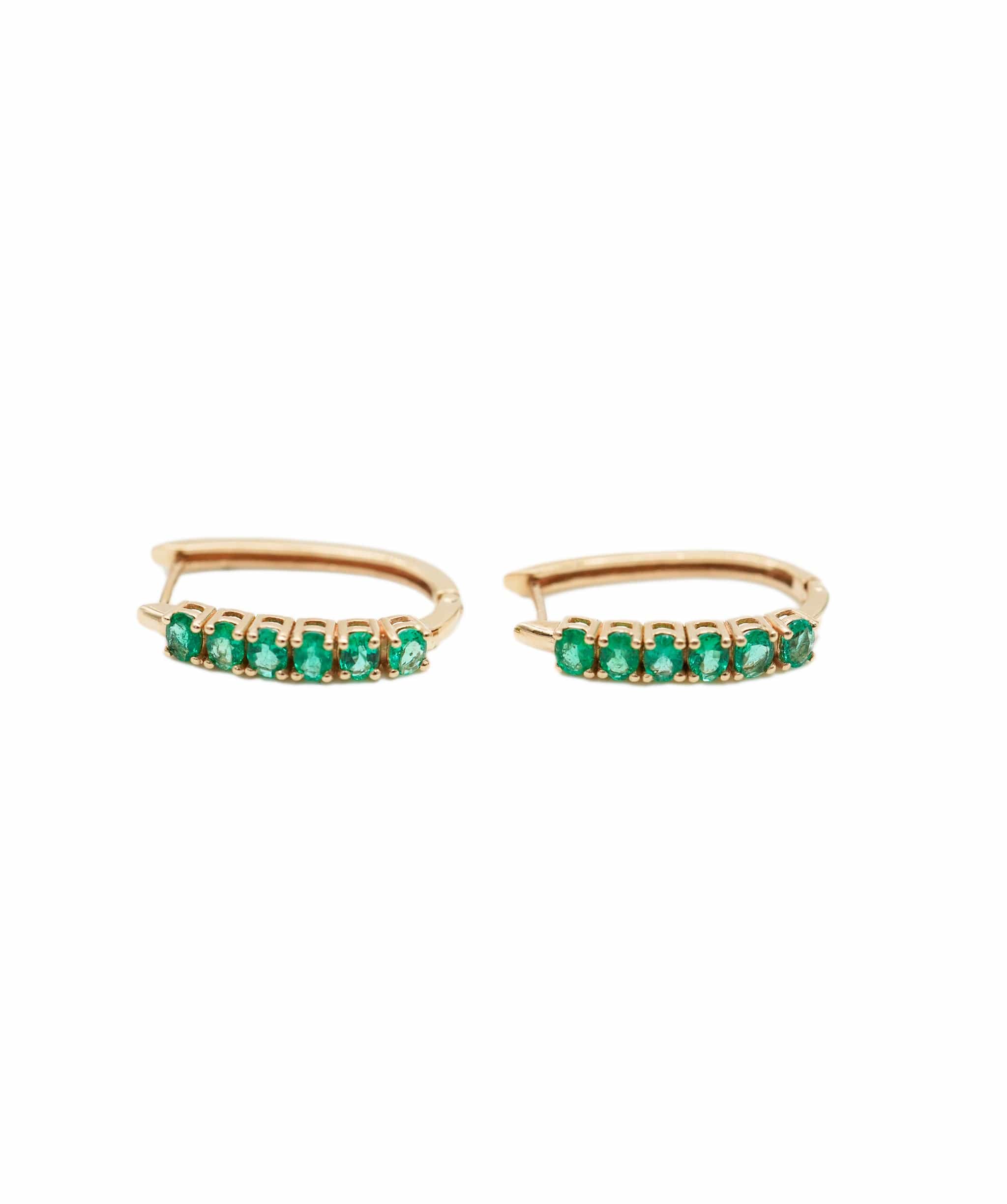 Luxury Promise Emerald hoops with oval emeralds in 18k rose gold ANC1189