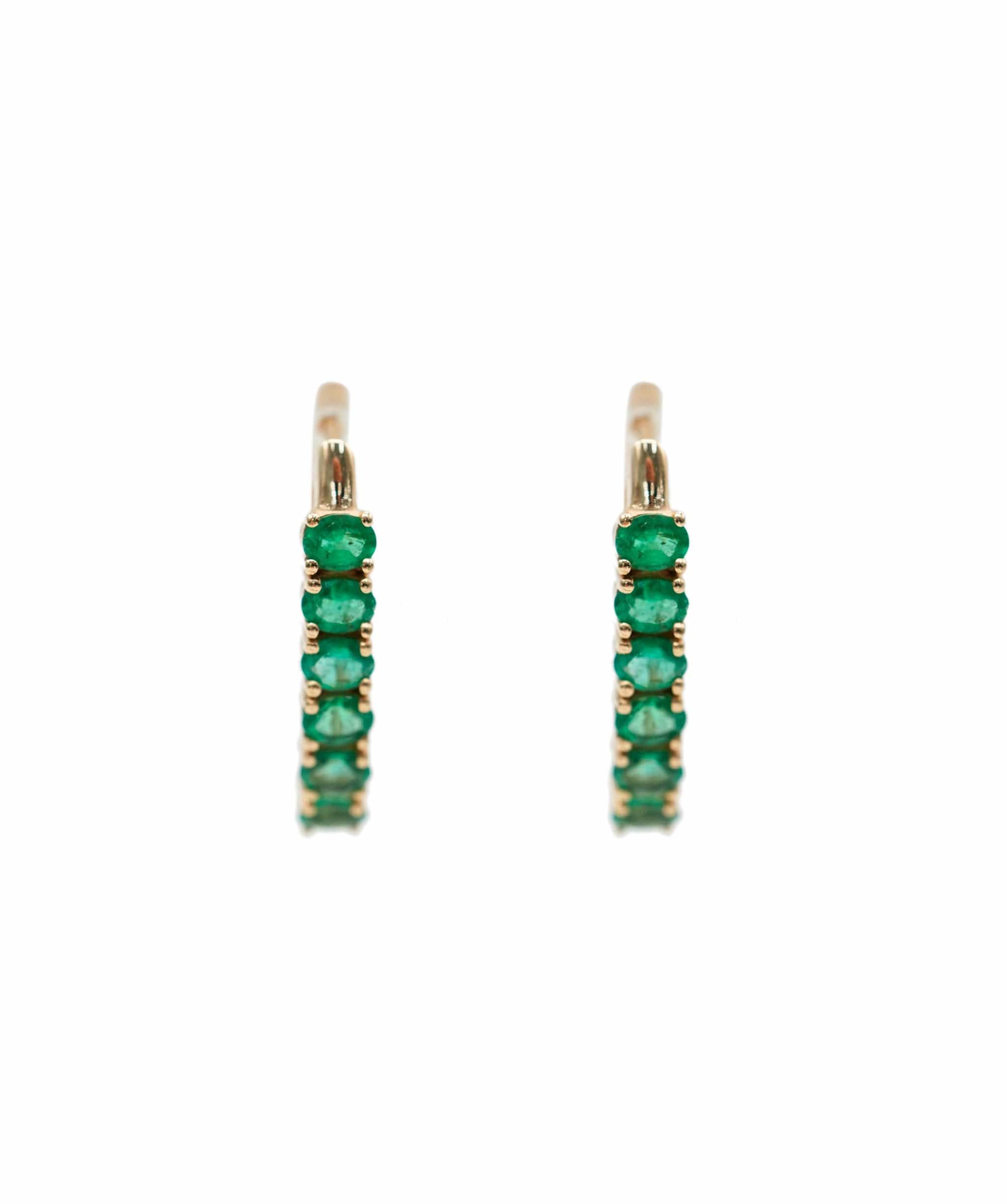 Luxury Promise Emerald hoops with oval emeralds in 18k rose gold ANC1189