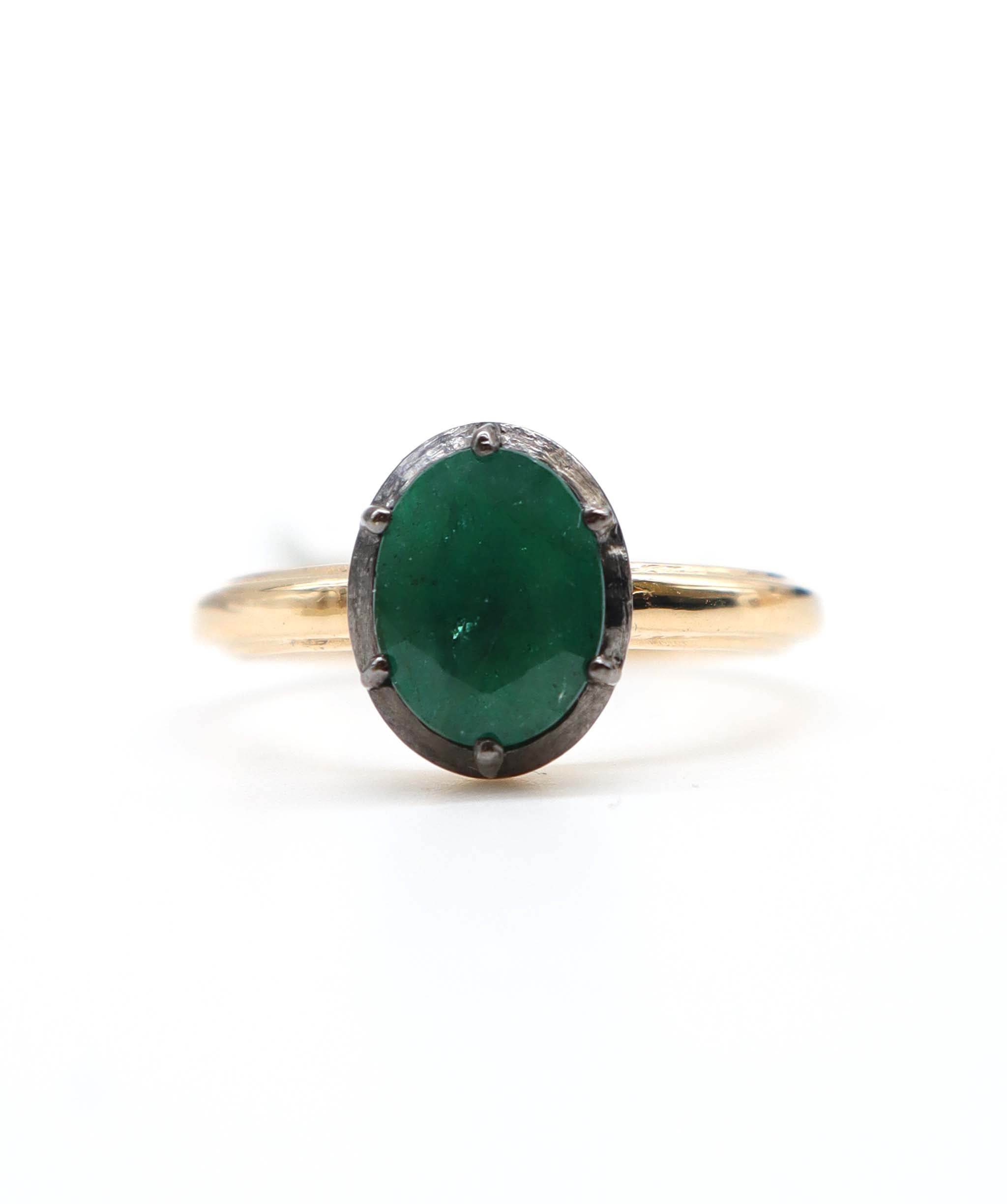 LUXURY PROMISE EMERALD OVAL RING SIZE 54 TW:1.81CT GOLD:3.15G R4446