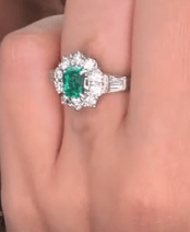 Luxury Promise Emerald Ring in Pt900 / E0.74ct, D0.52ct AE7806 JJC0300