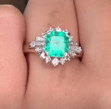 Luxury Promise Emerald Ring in PT900 / E1.54ct, D0.47ct CX9227 JJC0309