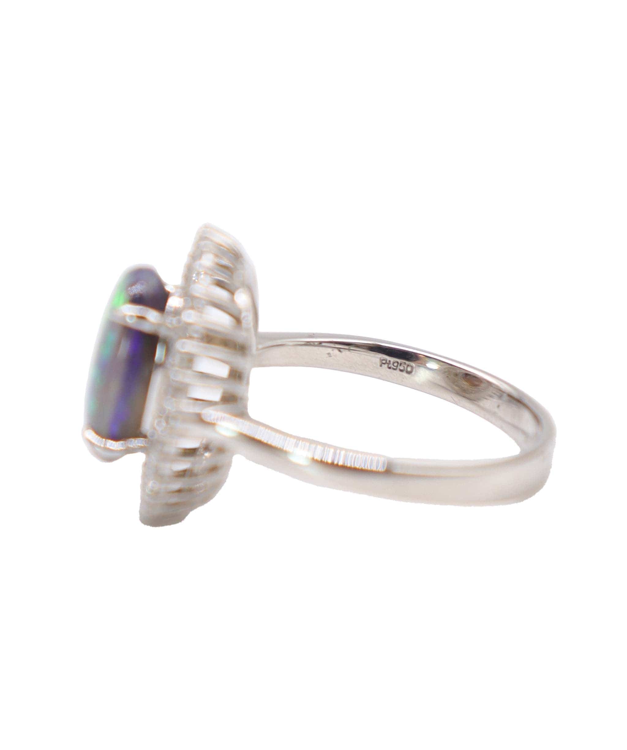 Luxury Promise EU 51/1.65CT OPAL 0.57 DIAMOND/black opal /Diamond halo ring DXBS4557