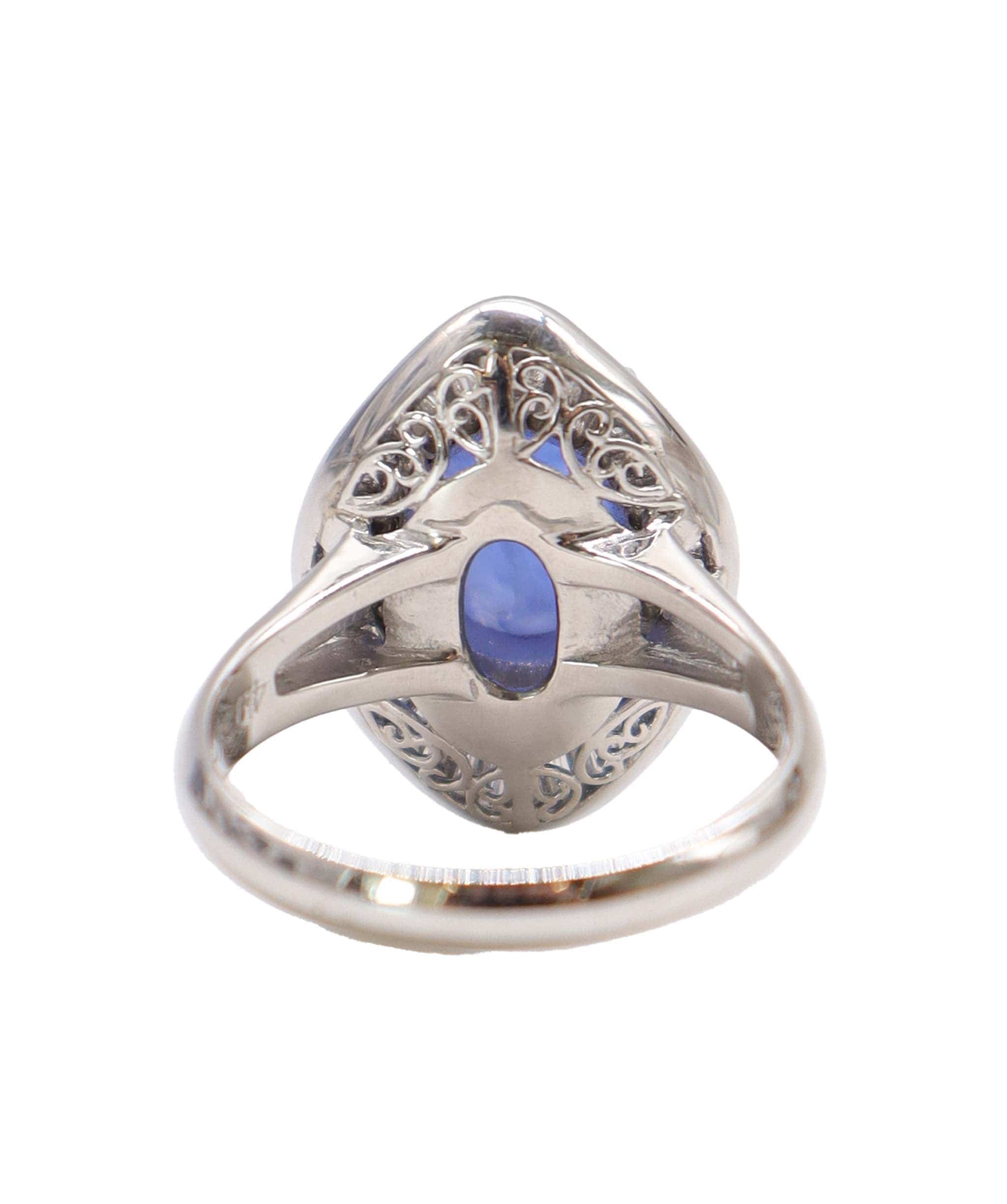 Luxury Promise EU 58 4.96CT CABOCHON 1.20 DIA/Saphirre cabochon/diamond halo ring DXBS4577