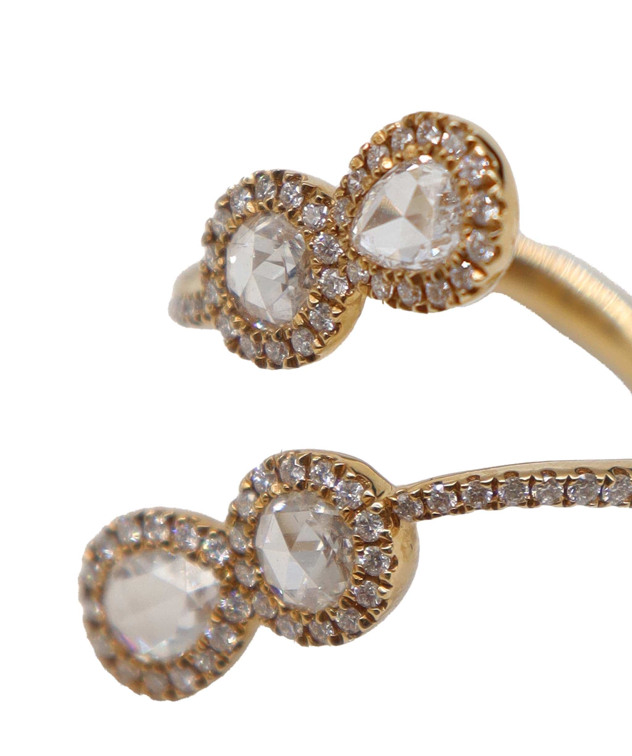 LUXURY PROMISE EX PEAR ROSECUT WHITE ROSECUT RING SIZE 54 *CANT BE RESIZED* TW:0.99CT GOLD:3.53G R2773