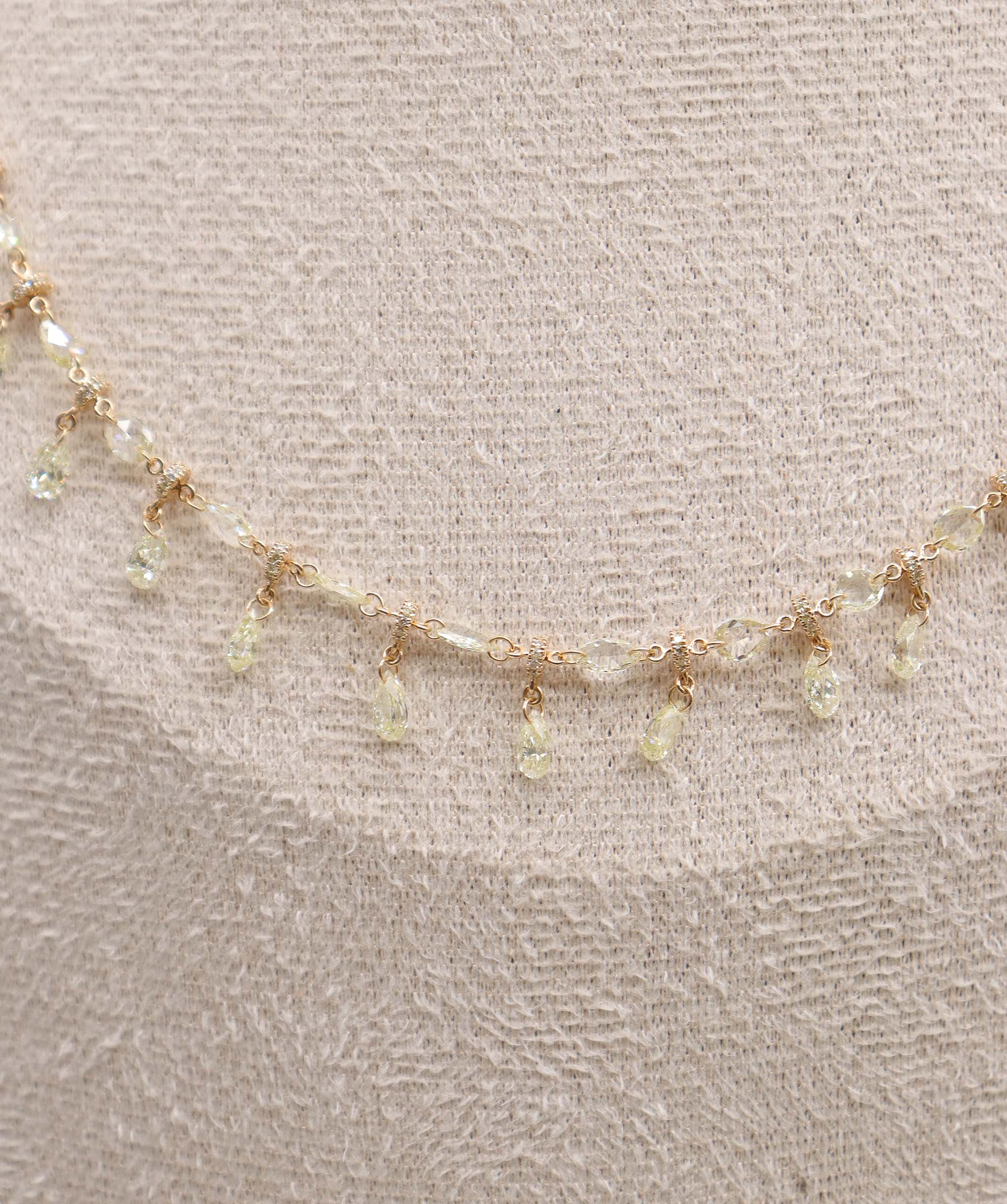 Luxury Promise Fancy Yellow Rosecut and Pear with Yellow Small Diamonds TW:9.03CT GOLD:3.81G  C12350