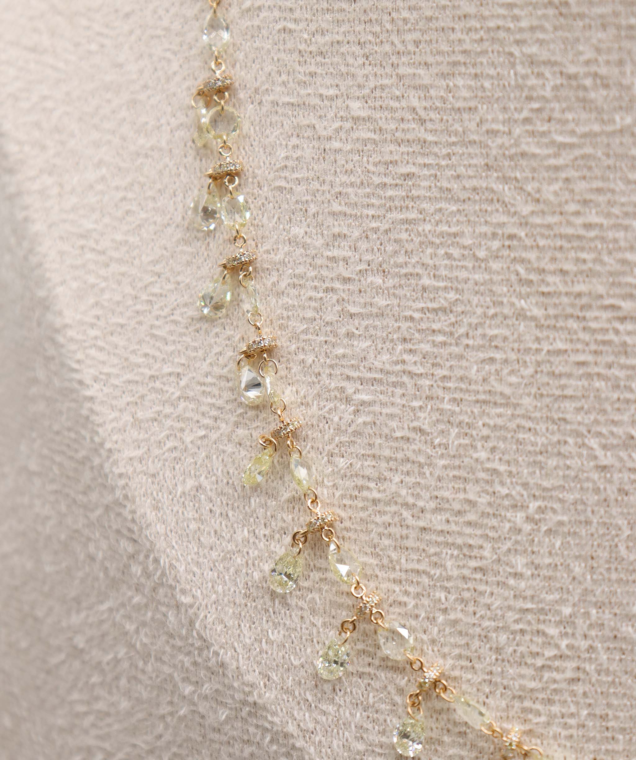 Luxury Promise Fancy Yellow Rosecut and Pear with Yellow Small Diamonds TW:9.03CT GOLD:3.81G  C12350