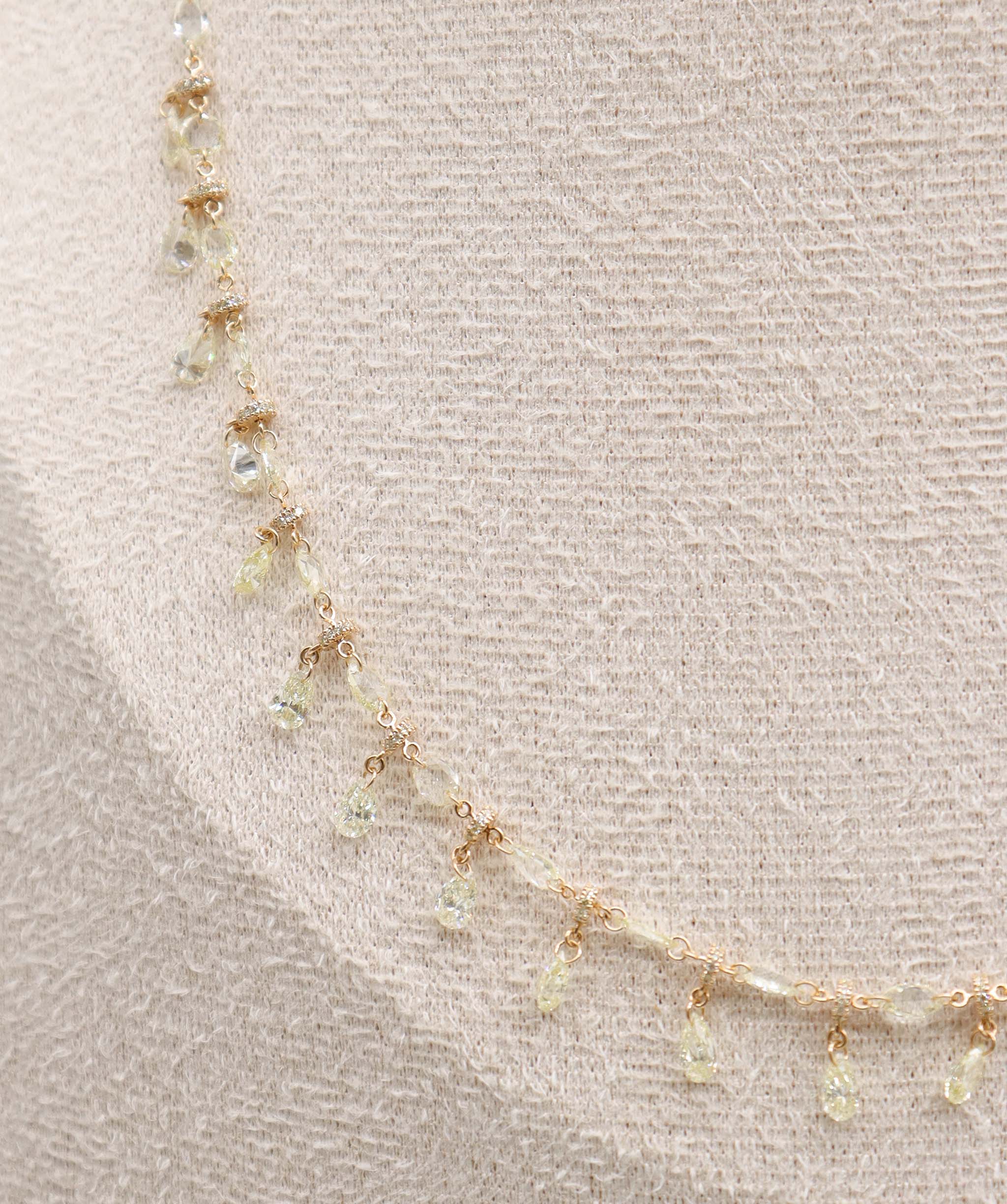 Luxury Promise Fancy Yellow Rosecut and Pear with Yellow Small Diamonds TW:9.03CT GOLD:3.81G  C12350