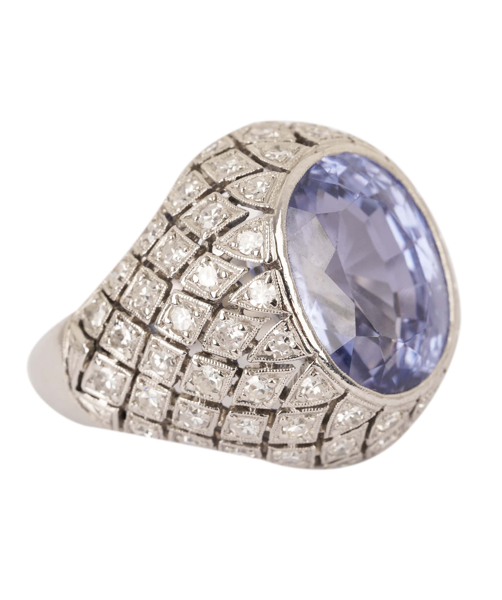 Luxury Promise Fine Ceylon Sapphire & Pavé Diamond Ring WA25026