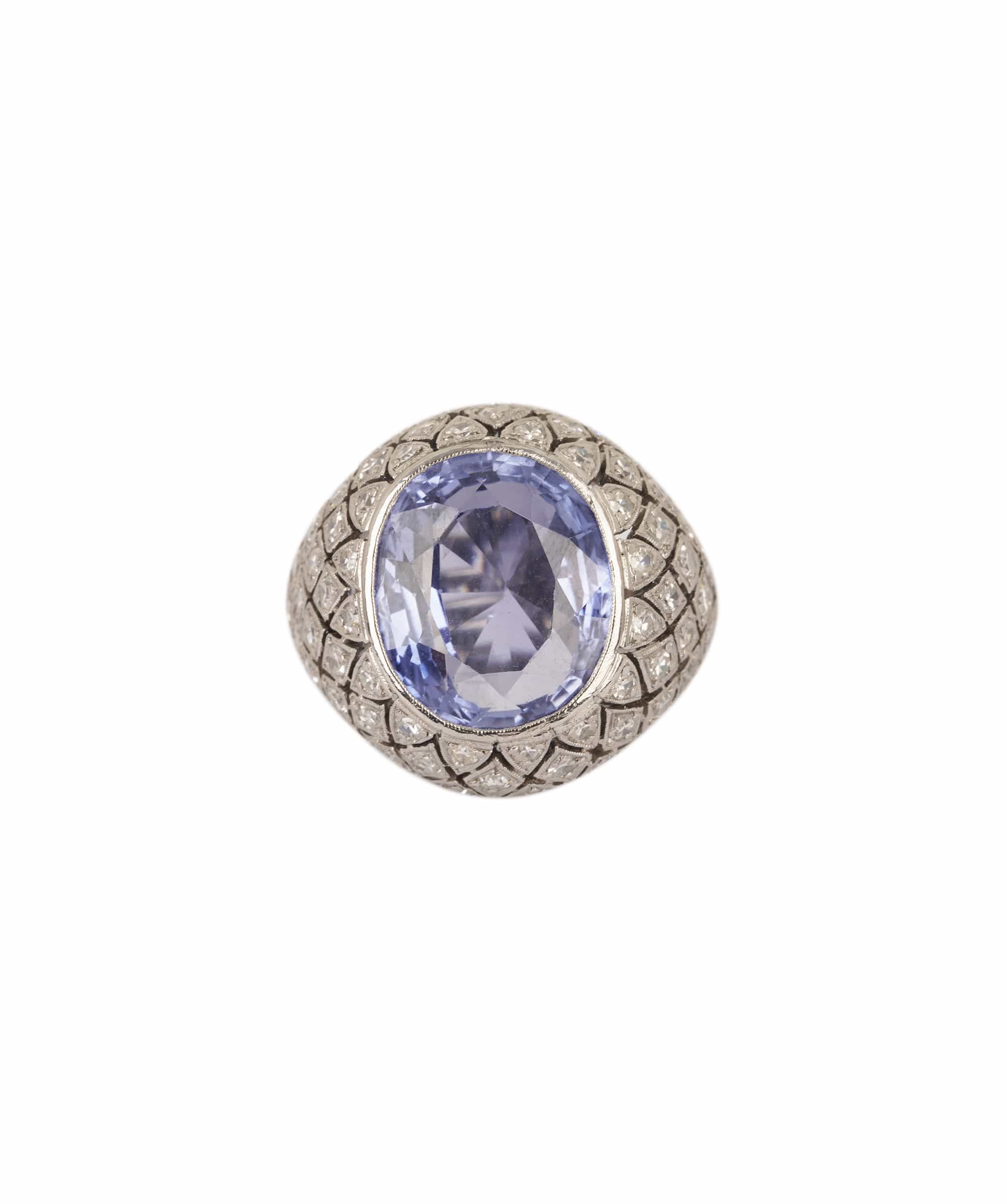 Luxury Promise Fine Ceylon Sapphire & Pavé Diamond Ring WA25026