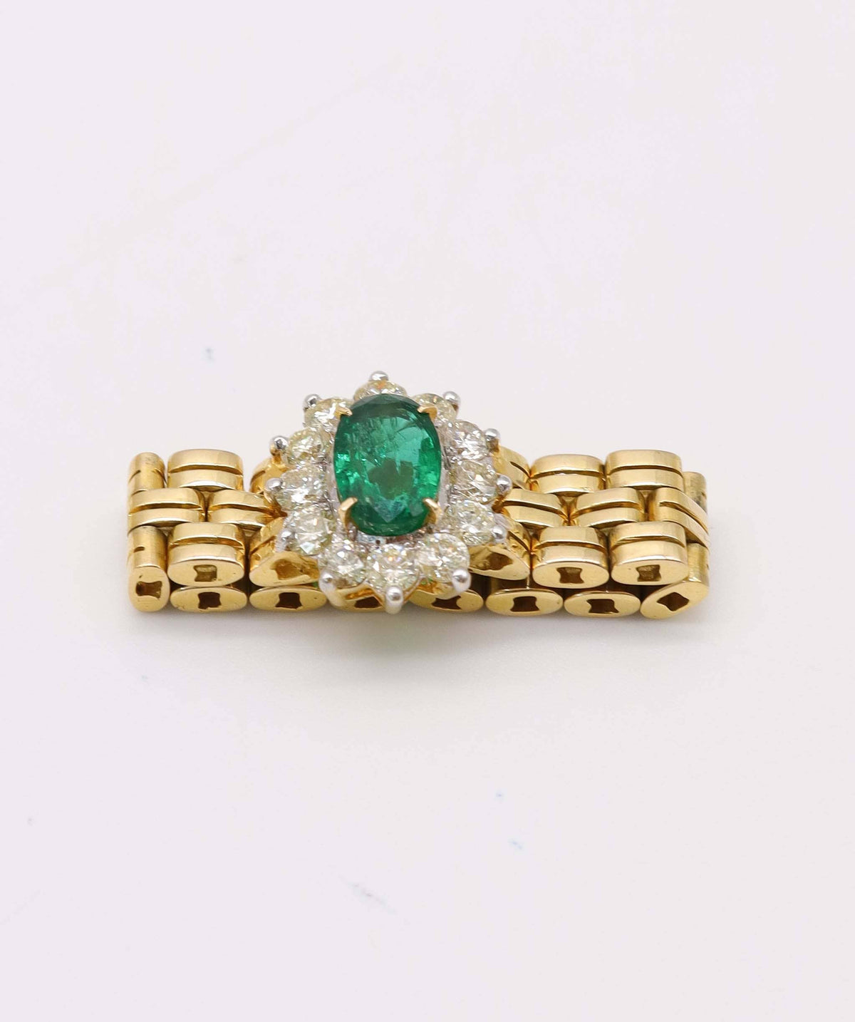 Luxury Promise Fine Emerald Diamond mesh / link chain Ring in 18k AVNC009