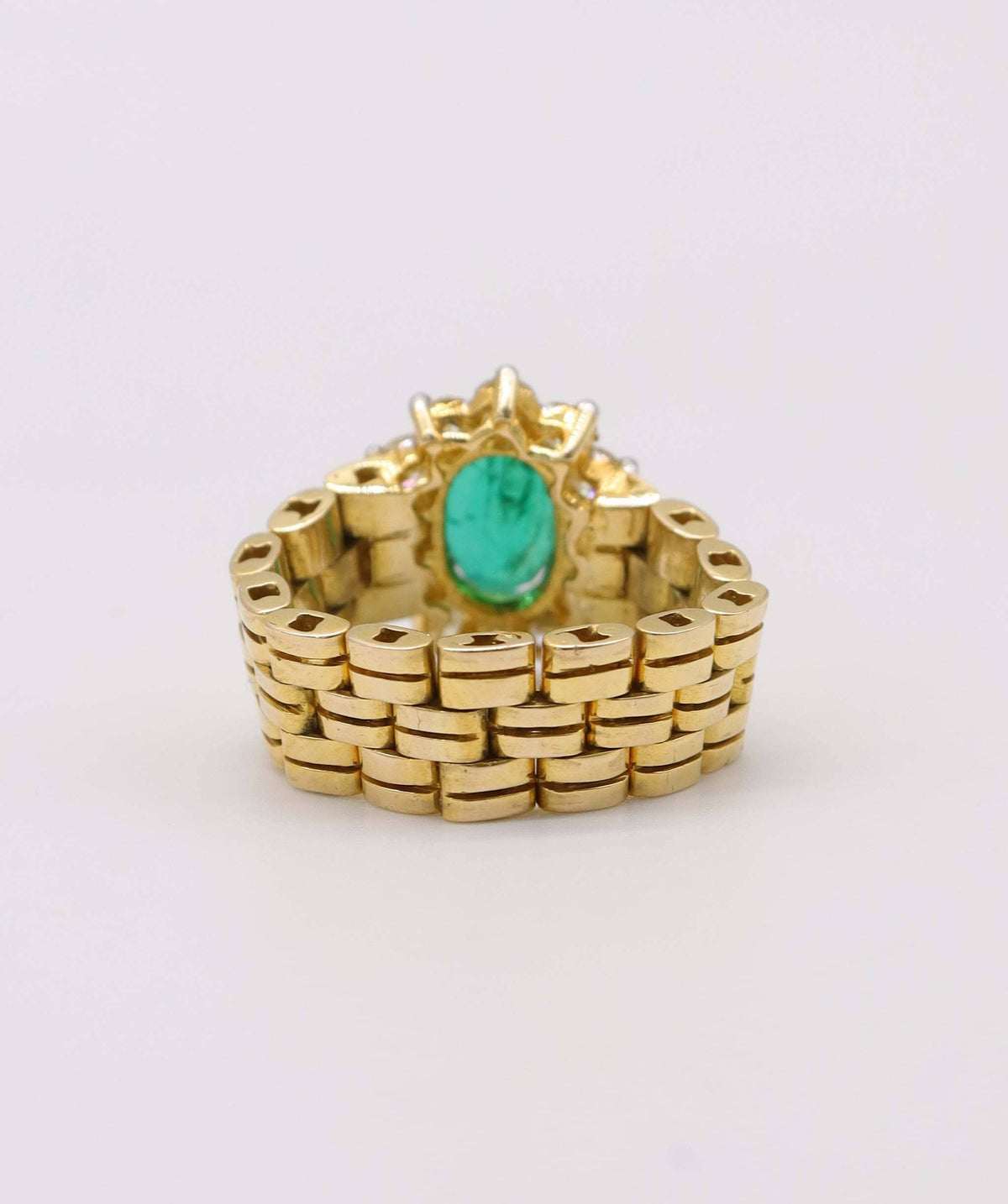 Luxury Promise Fine Emerald Diamond mesh / link chain Ring in 18k AVNC009