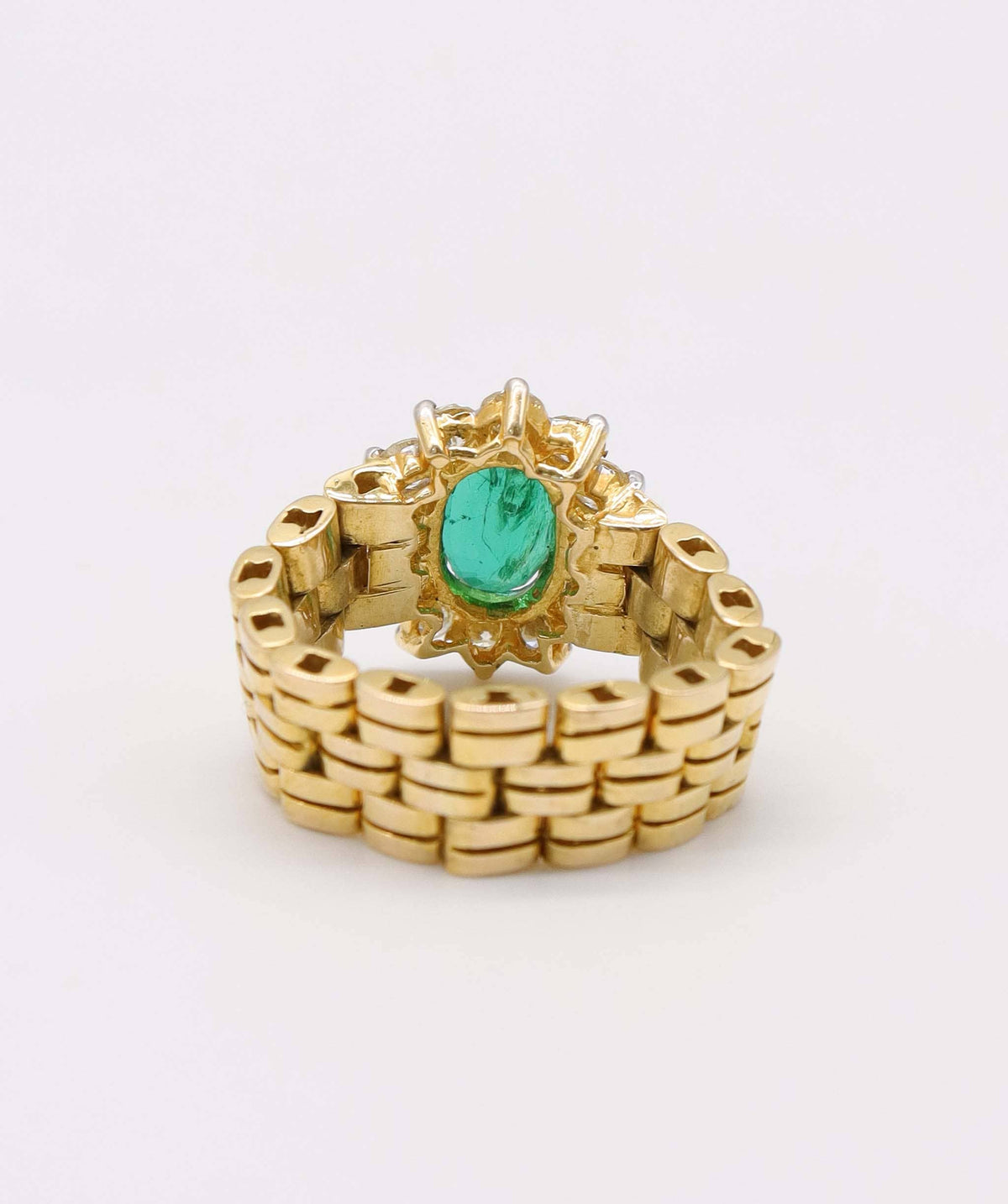 Luxury Promise Fine Emerald Diamond mesh / link chain Ring in 18k AVNC009