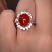 Luxury Promise Fire Opal Ring in PT900 / FO3.21ct, D0.808ct JM2683 JJC0322