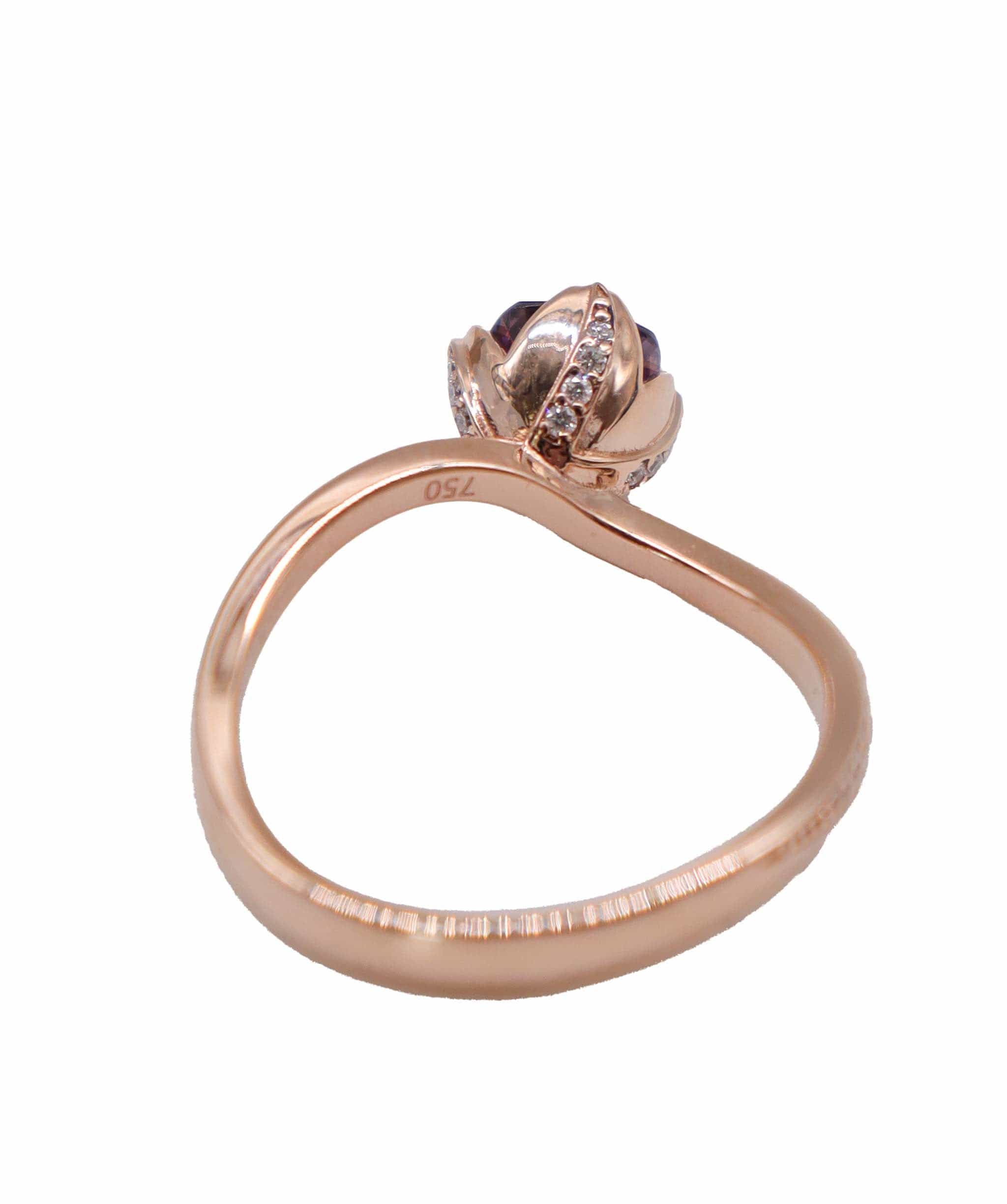 Luxury Promise flower bud rg ring 1.51cts purplish us8 DXBD0389