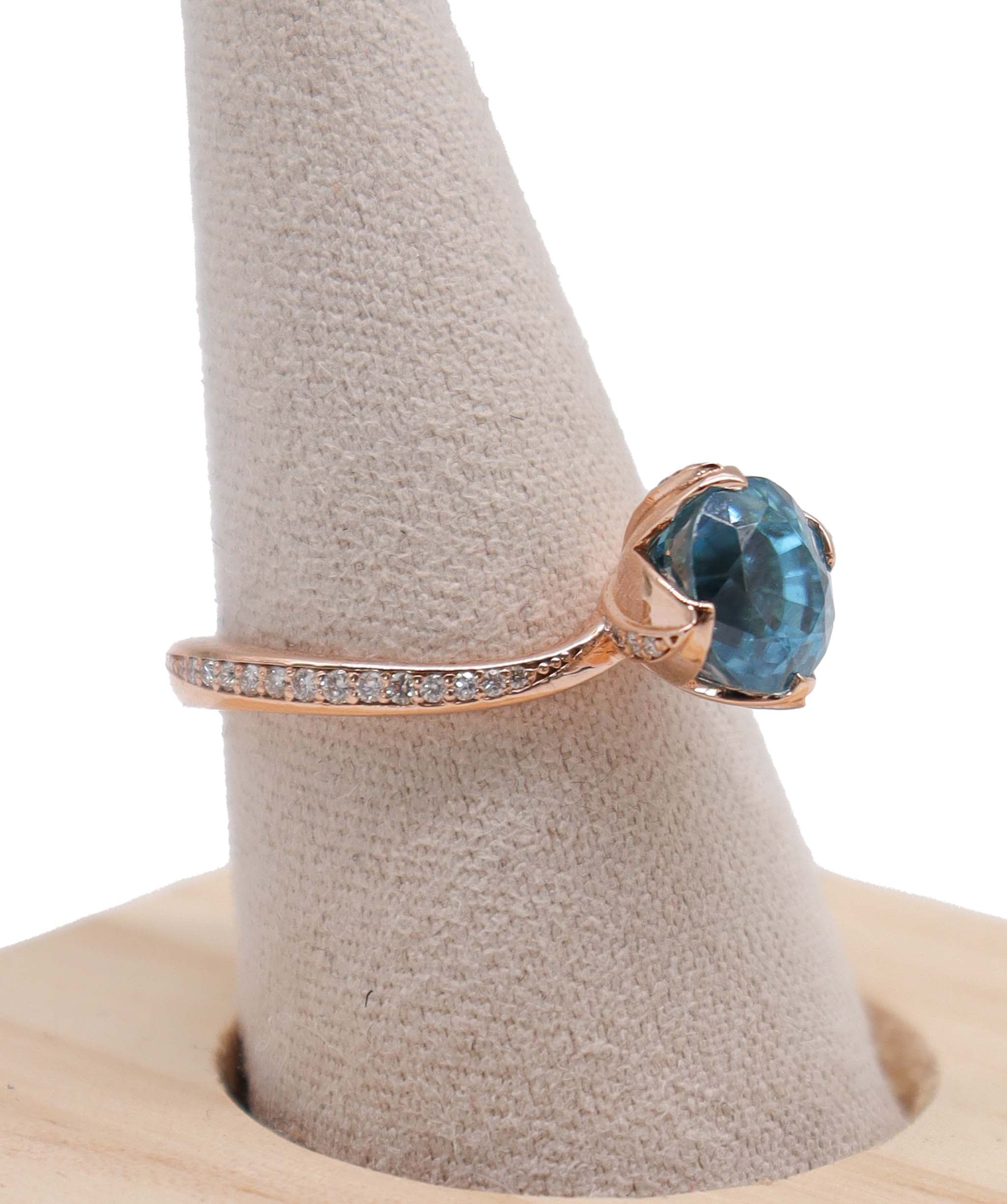 Luxury Promise flower bud rg ring w/ diamonds 3.99ct Zircon us8 DXBD0220