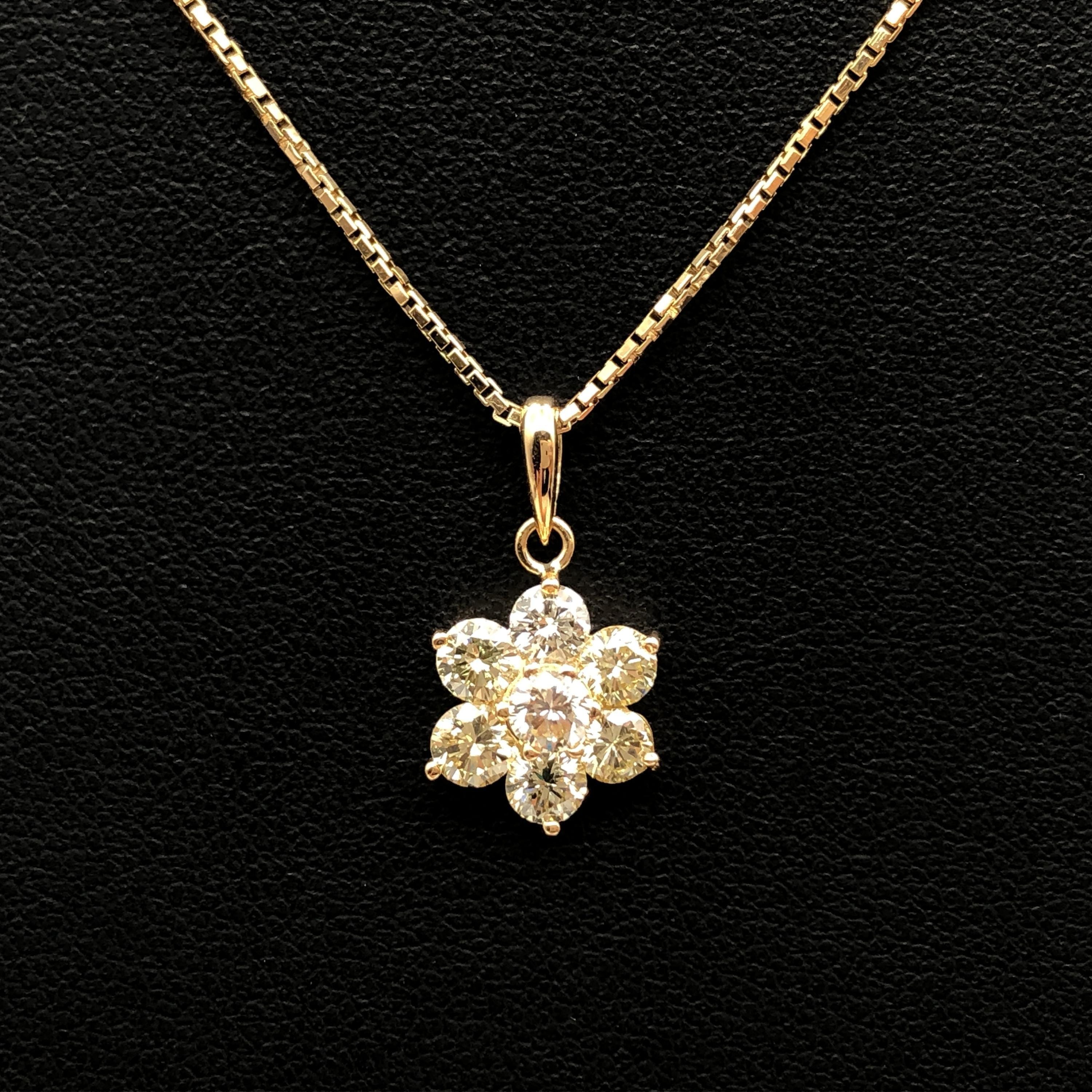 Luxury Promise Flower Motif Diamond Necklace, D(1.00ct), K18YG, 4.5g, 16inch ALC3352