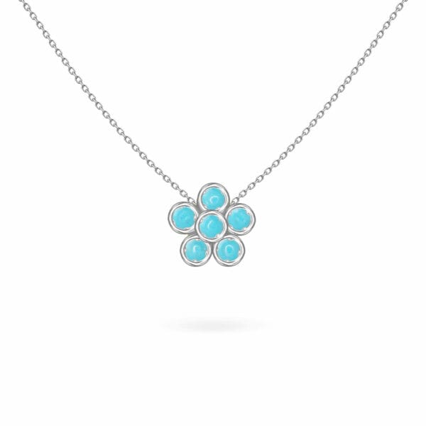 Luxury Promise Flower Turquoise Necklace WG ASL10394