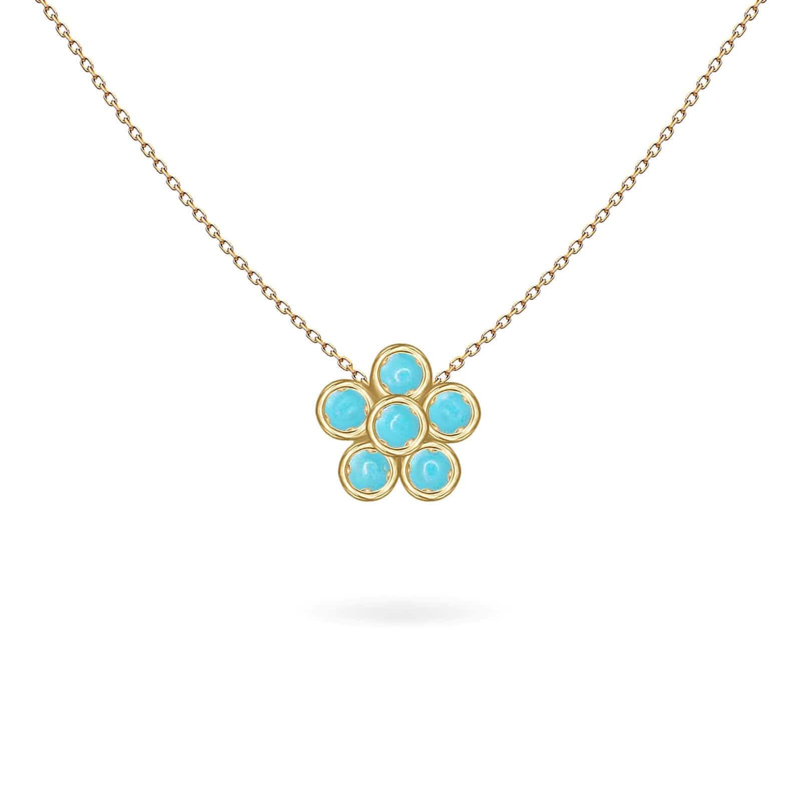 Luxury Promise Flower Turquoise Necklace YG ASL10395