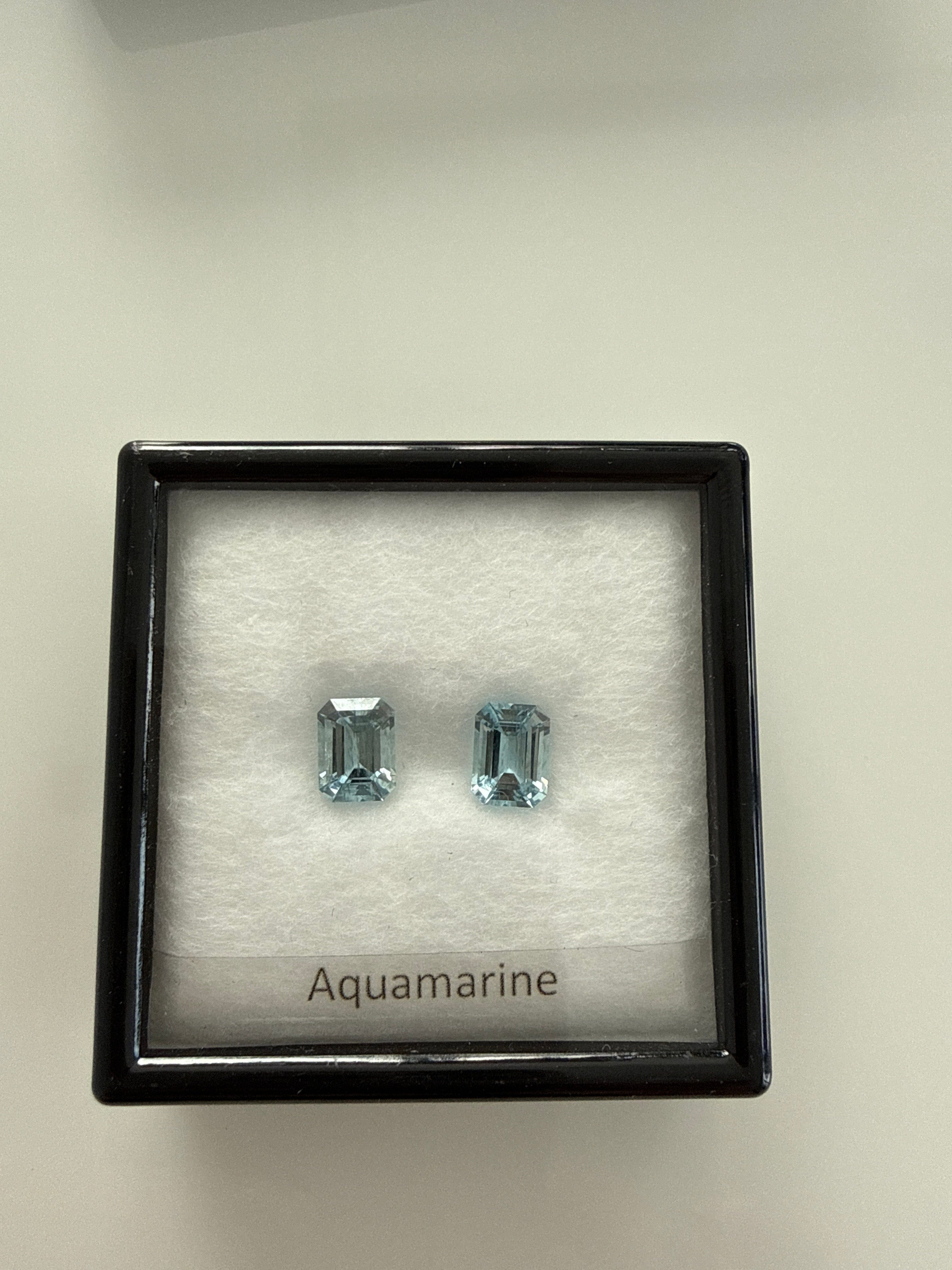Luxury Promise G00390 Aquamarine 2.64ct Emerald Pair DXBCD0781